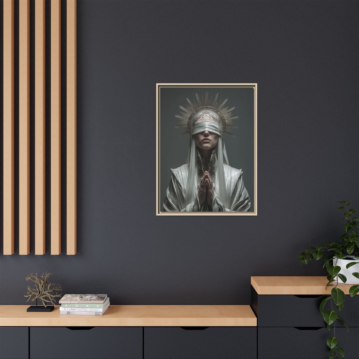 Ethereal Blindfolded Saint Art | Spiritual Home Decor