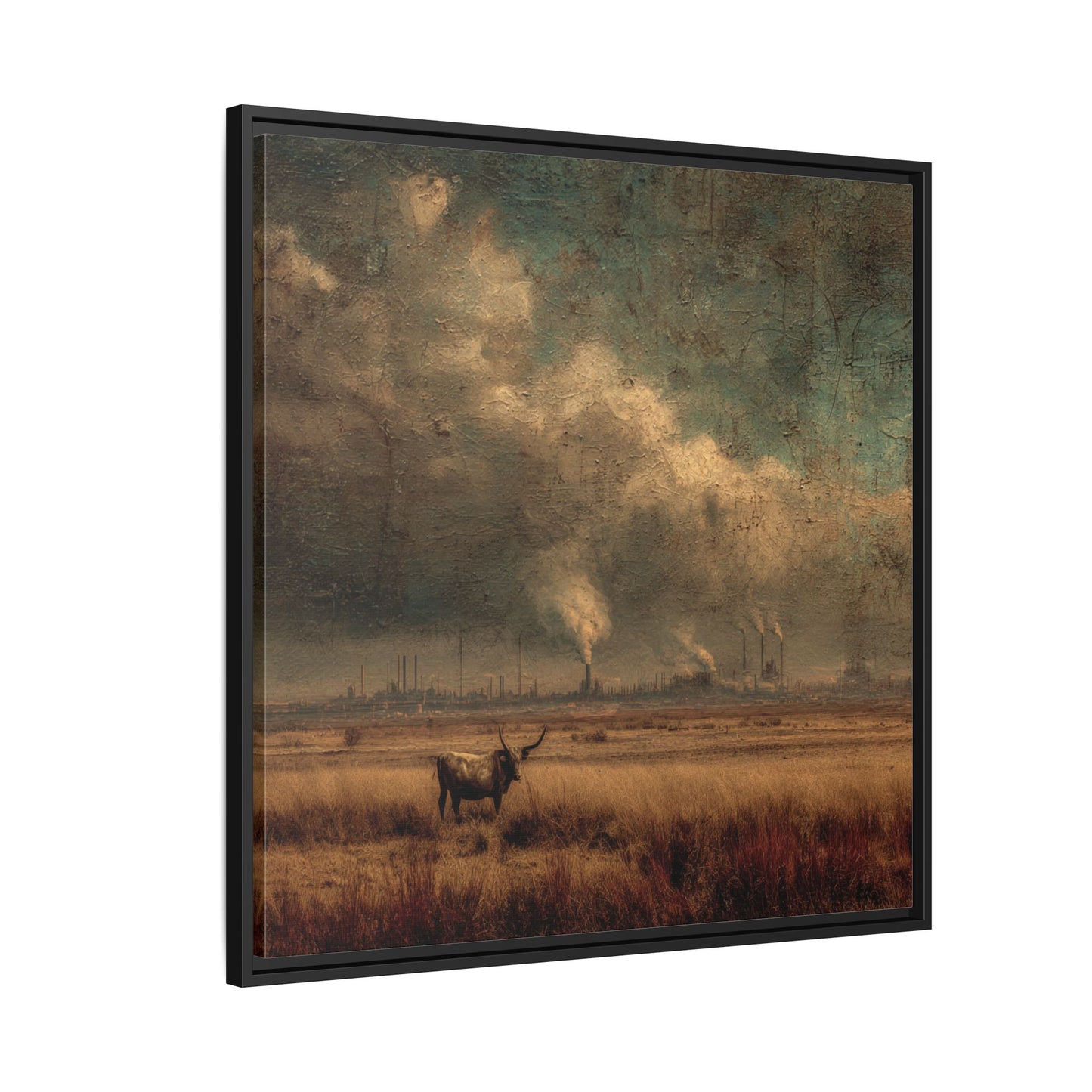 Cattle in Industrial Landscape | Vintage Style Art Print