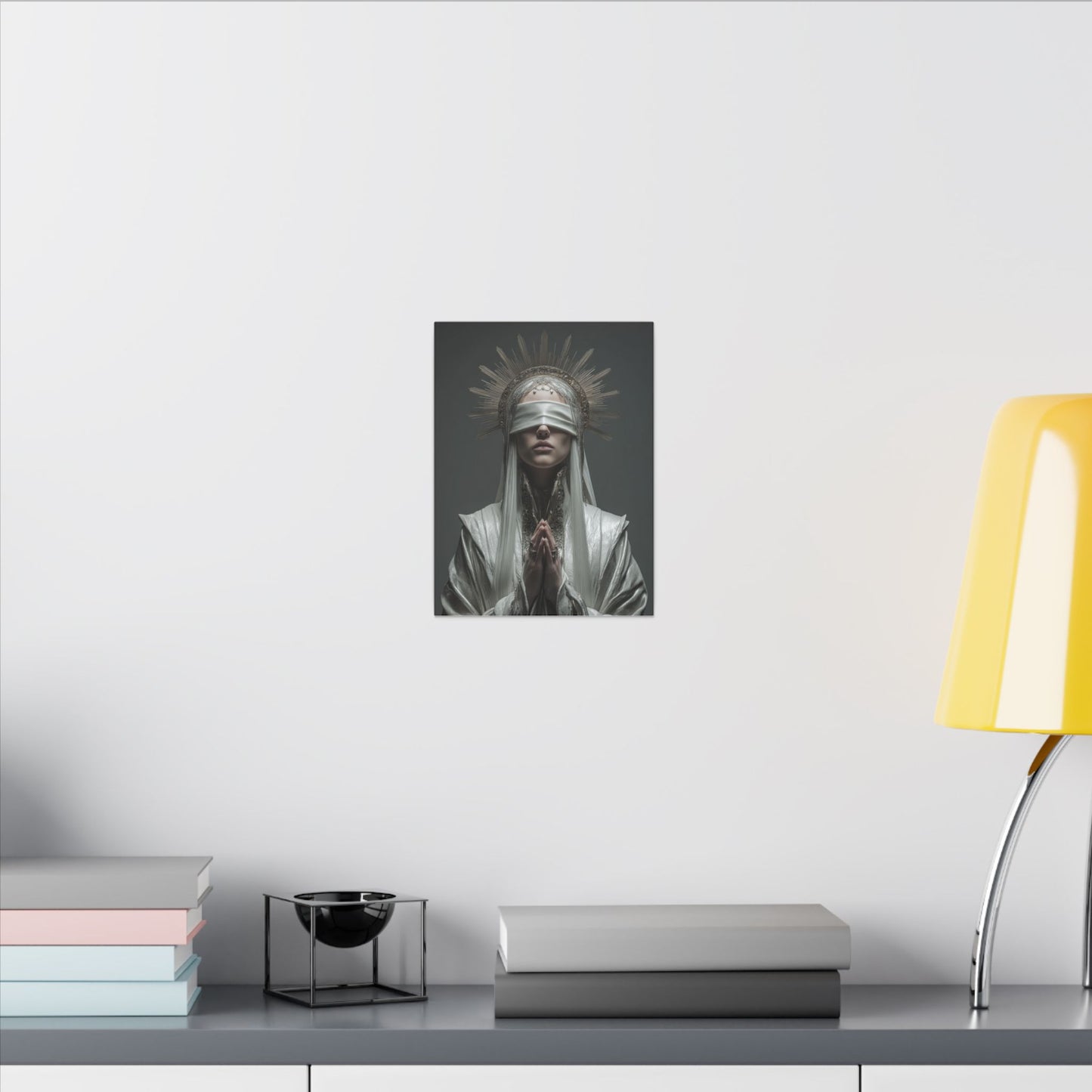 Ethereal Blindfolded Saint Art | Spiritual Home Decor