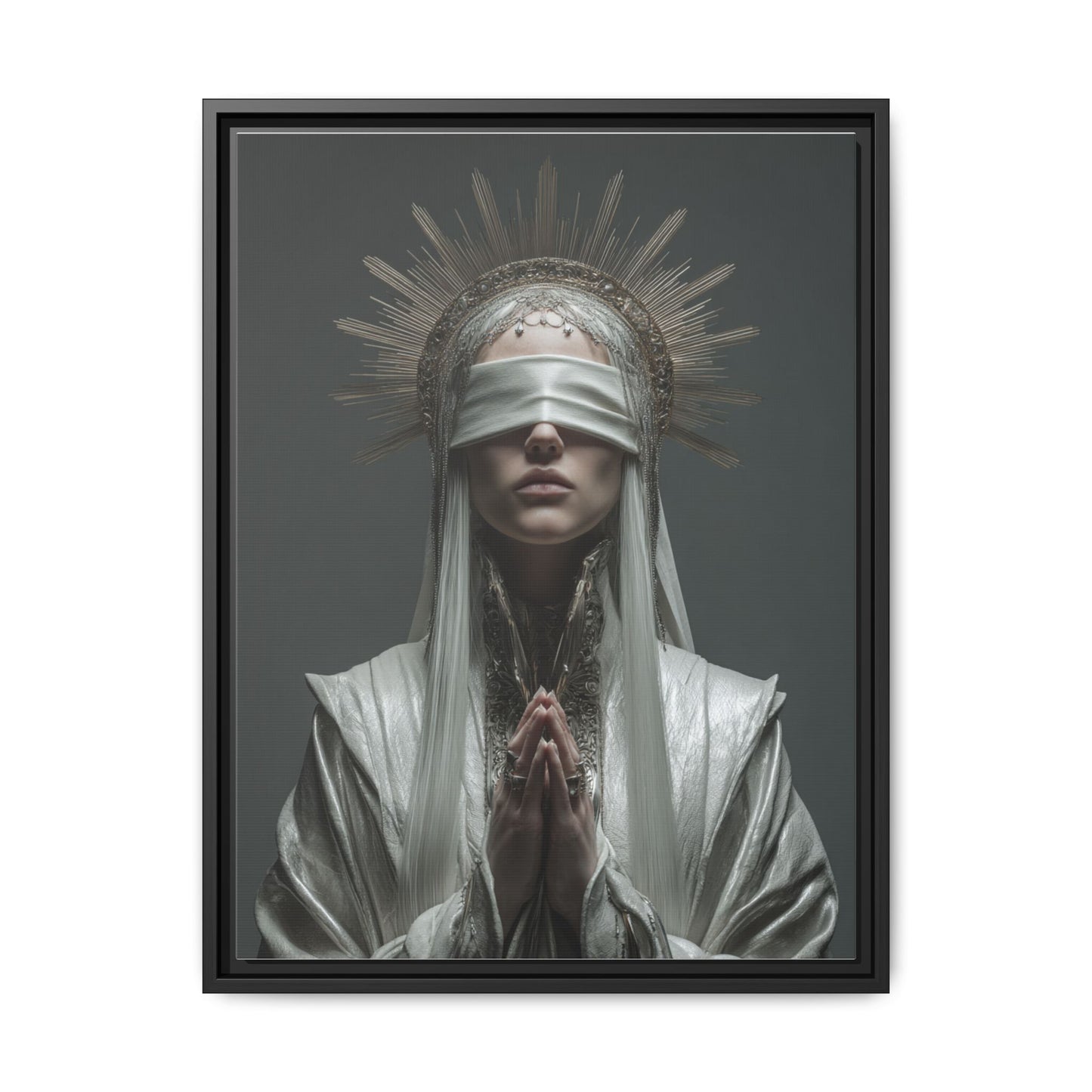 Ethereal Blindfolded Saint Art | Spiritual Home Decor