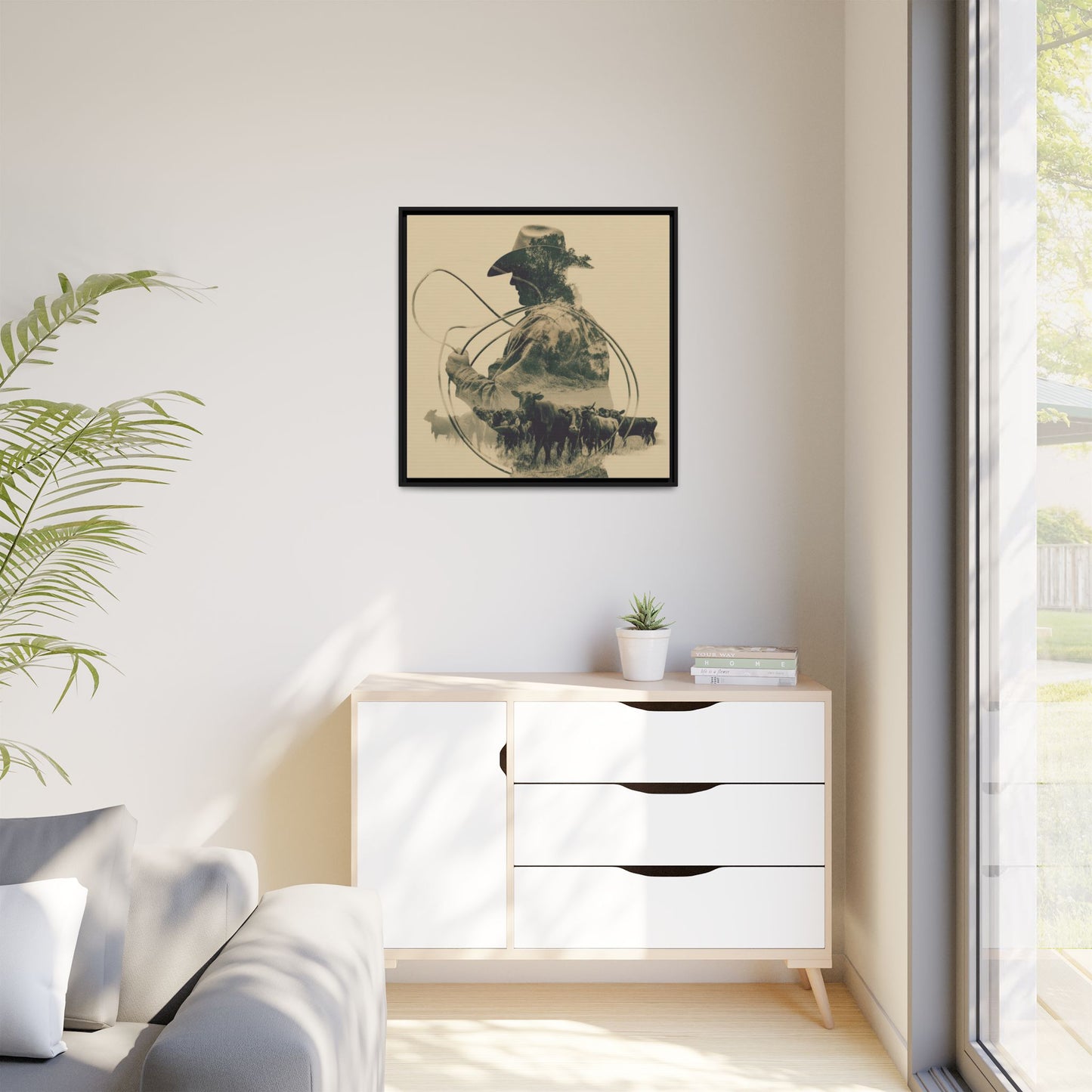Lone Cowboy Silhouette Art - Vintage Western Charm