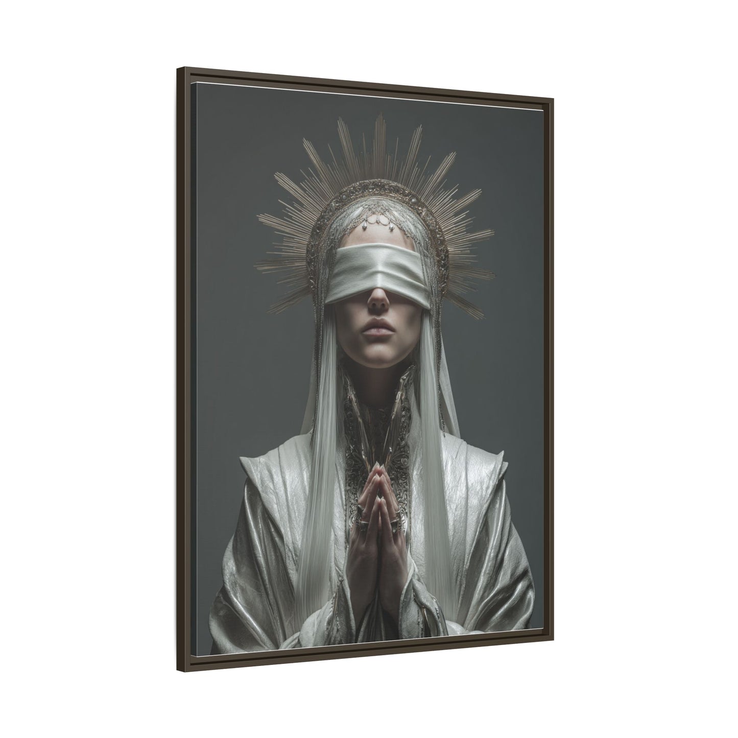 Ethereal Blindfolded Saint Art | Spiritual Home Decor