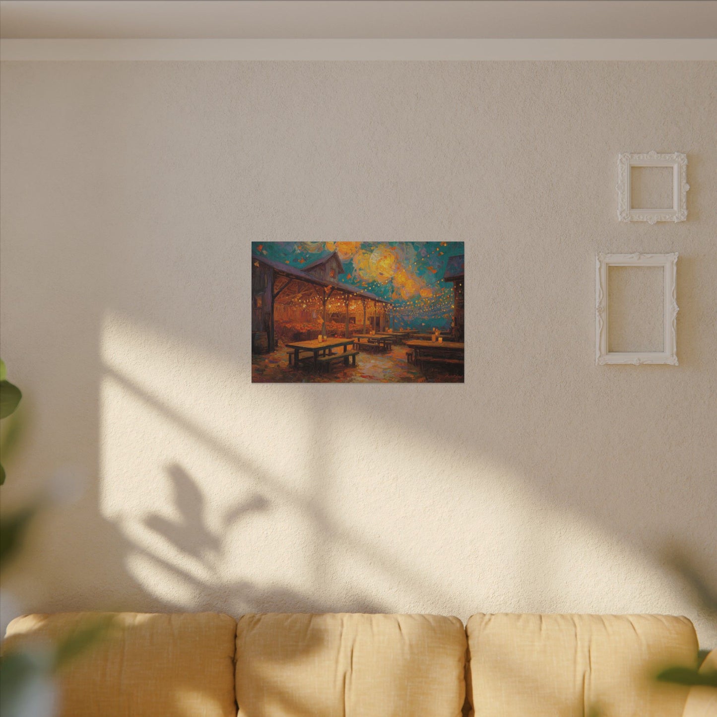 Autumn Festival Night Scene - Colorful Impressionist Art
