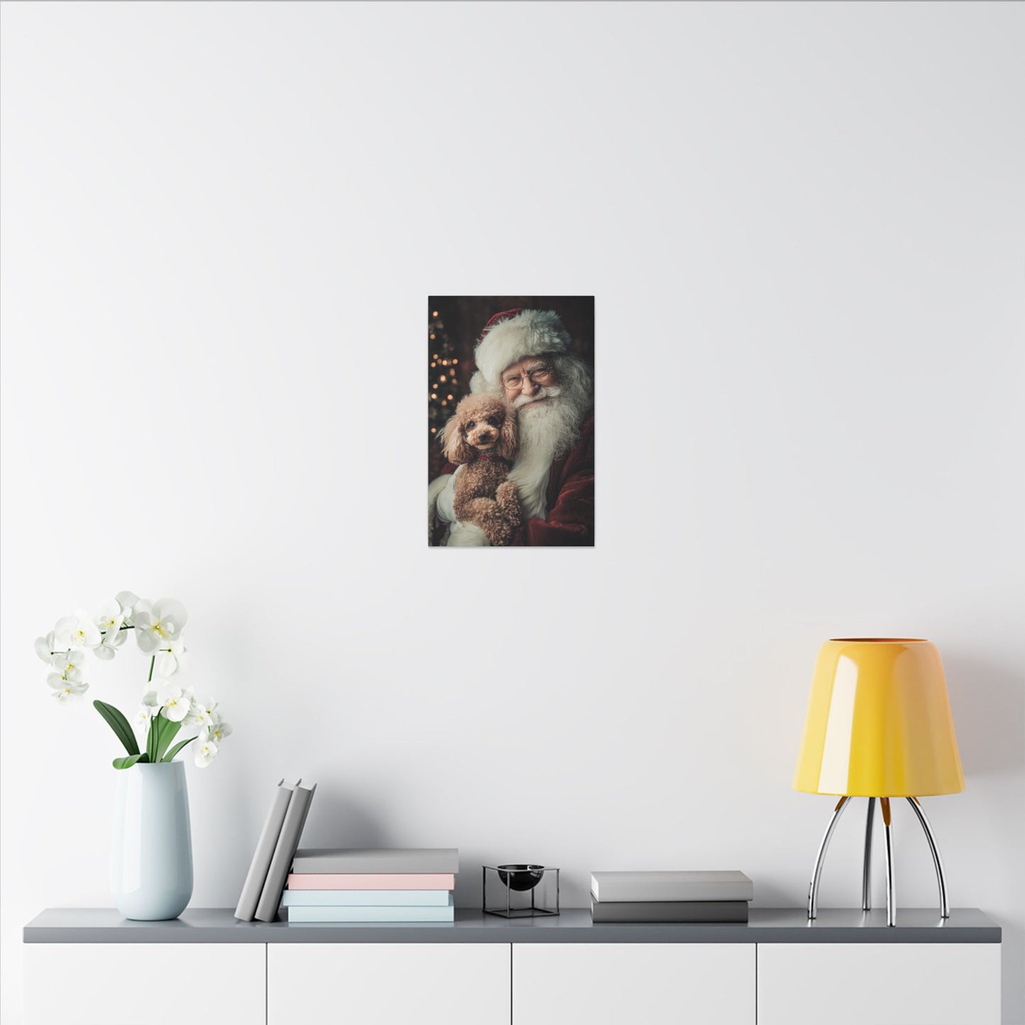 Heartwarming Santa and Poodle Artwork – Holiday Home Décor