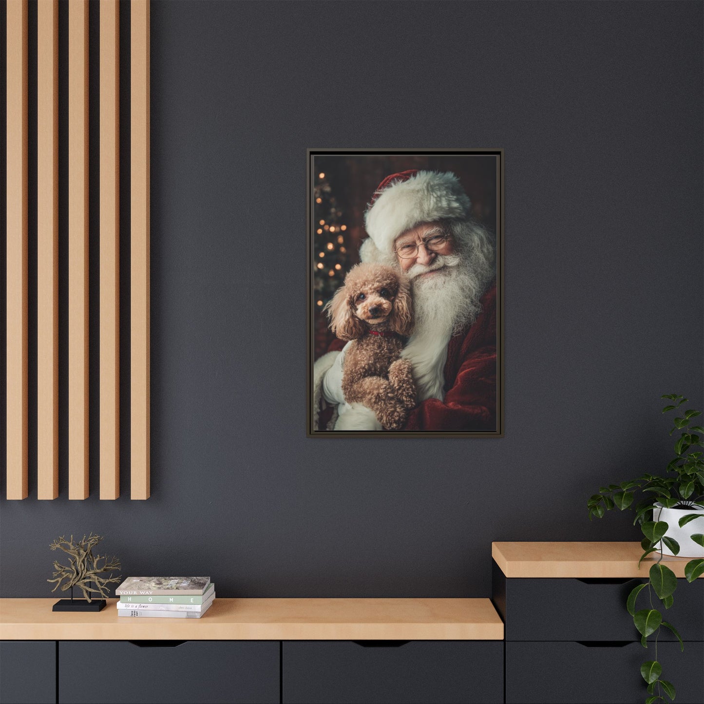 Heartwarming Santa and Poodle Artwork – Holiday Home Décor