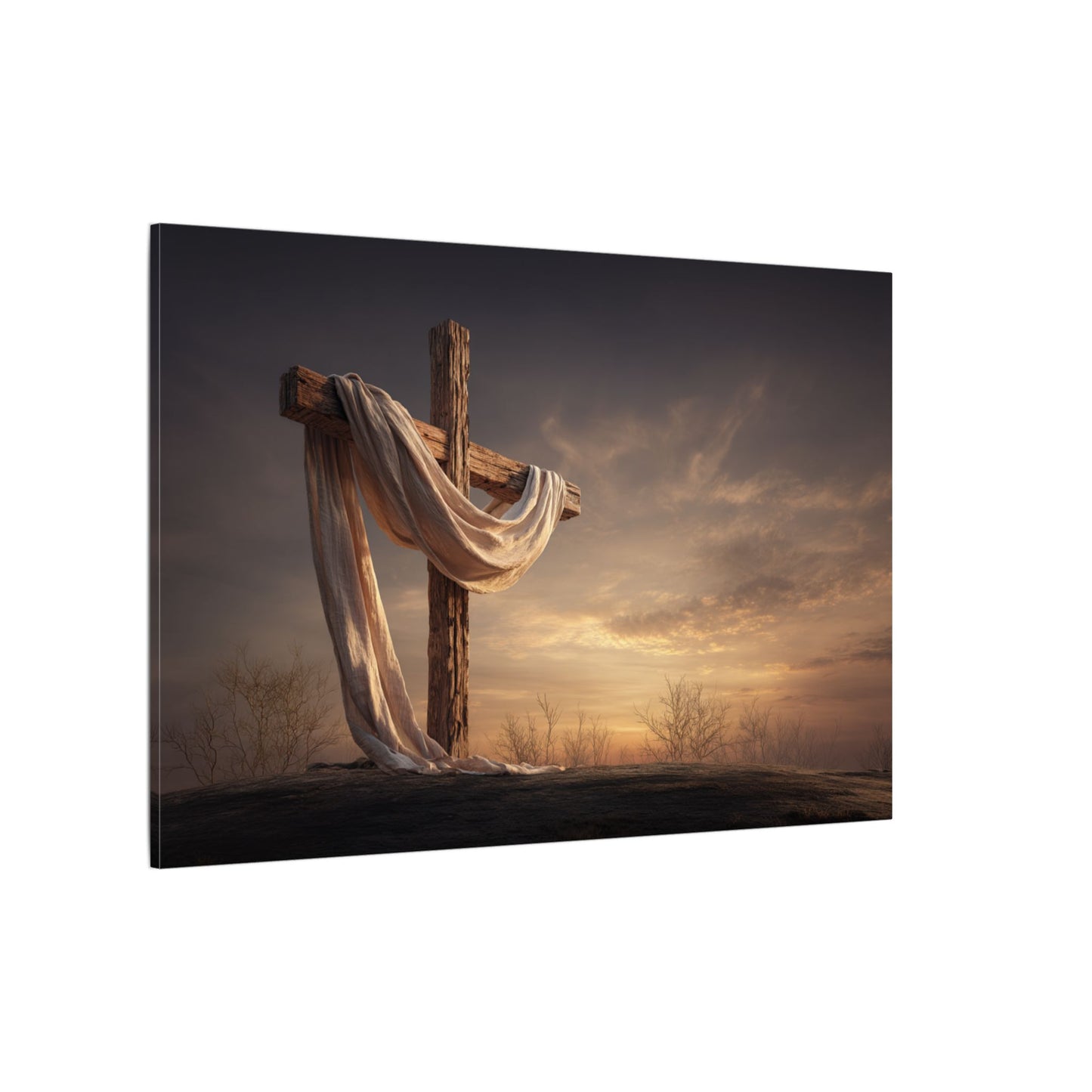 Rustic Cross Wall Art with Draped Fabric | Inspirational Decor