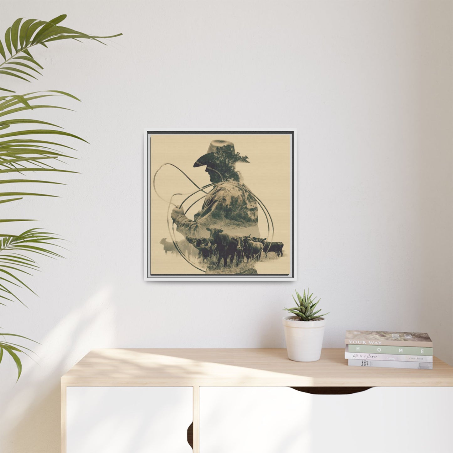 Lone Cowboy Silhouette Art - Vintage Western Charm