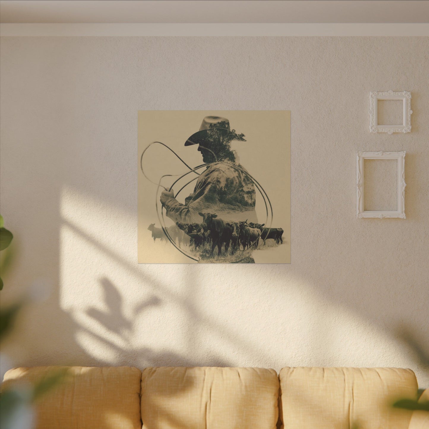 Lone Cowboy Silhouette Art - Vintage Western Charm