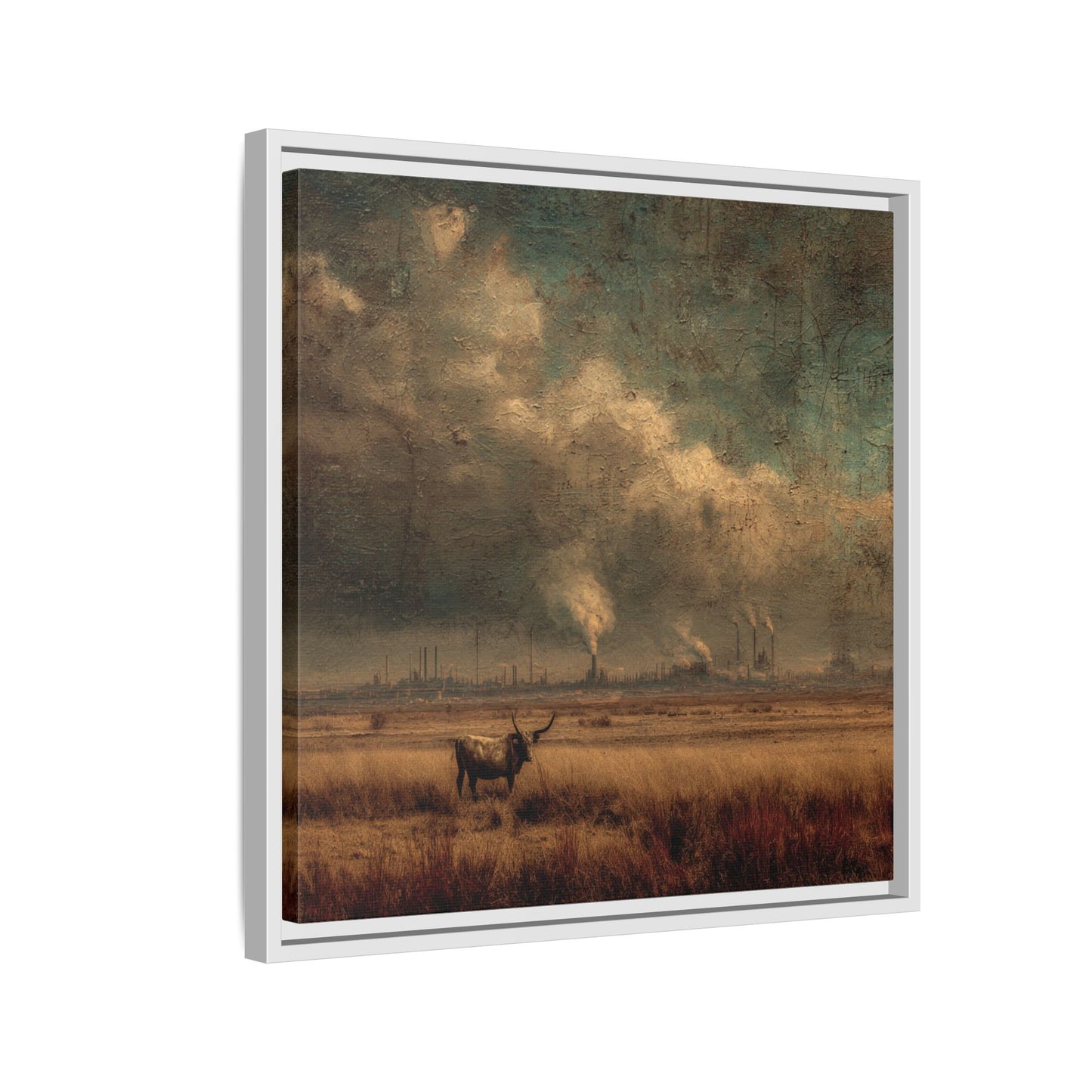Cattle in Industrial Landscape | Vintage Style Art Print