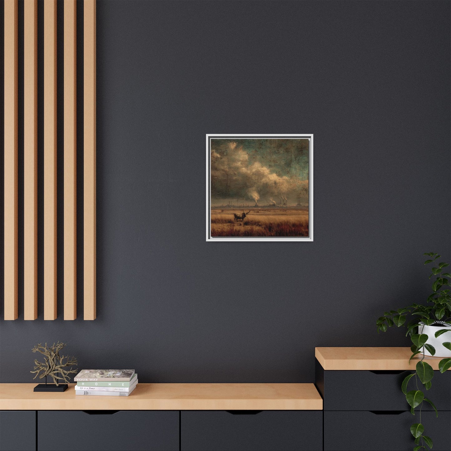 Cattle in Industrial Landscape | Vintage Style Art Print
