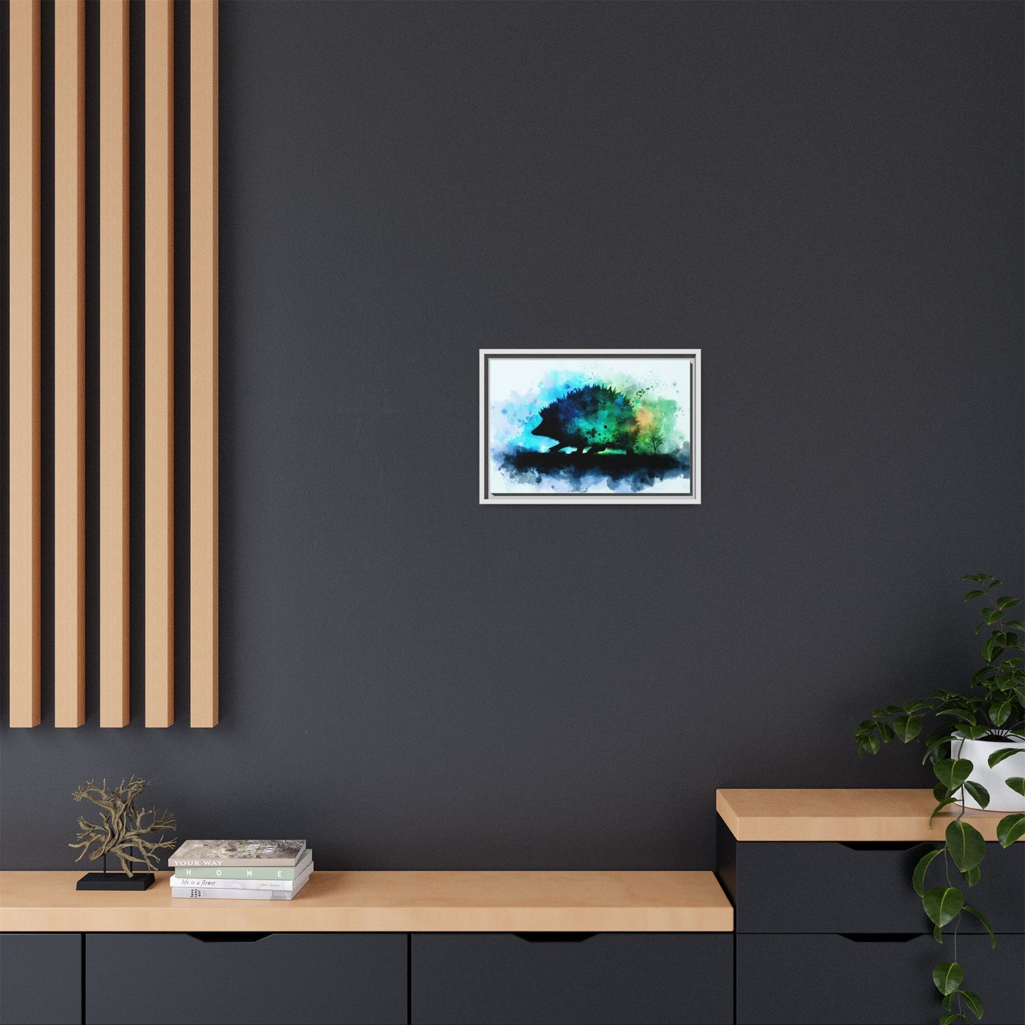 Hedgehog Silhouette Watercolor Art | Nature-Inspired Home Decor