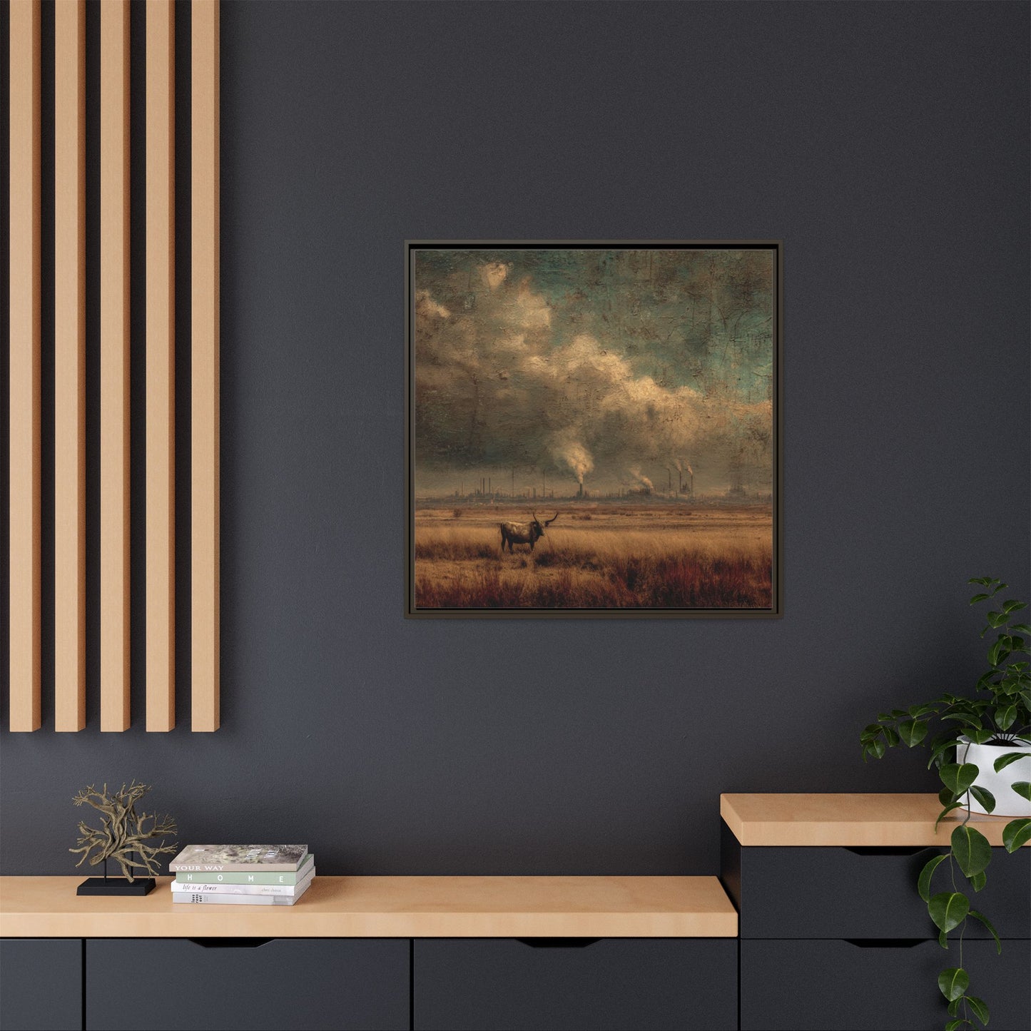 Cattle in Industrial Landscape | Vintage Style Art Print