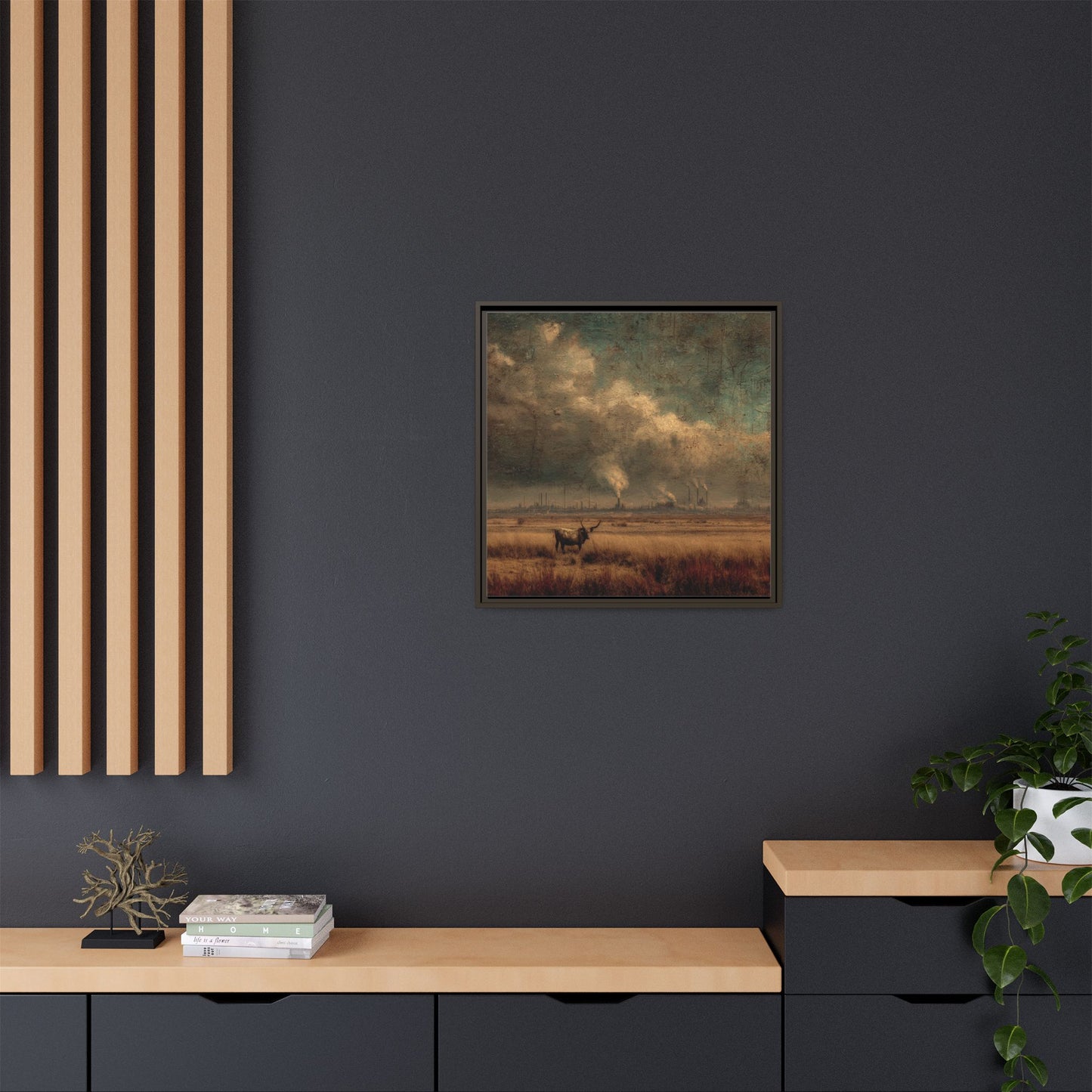 Cattle in Industrial Landscape | Vintage Style Art Print