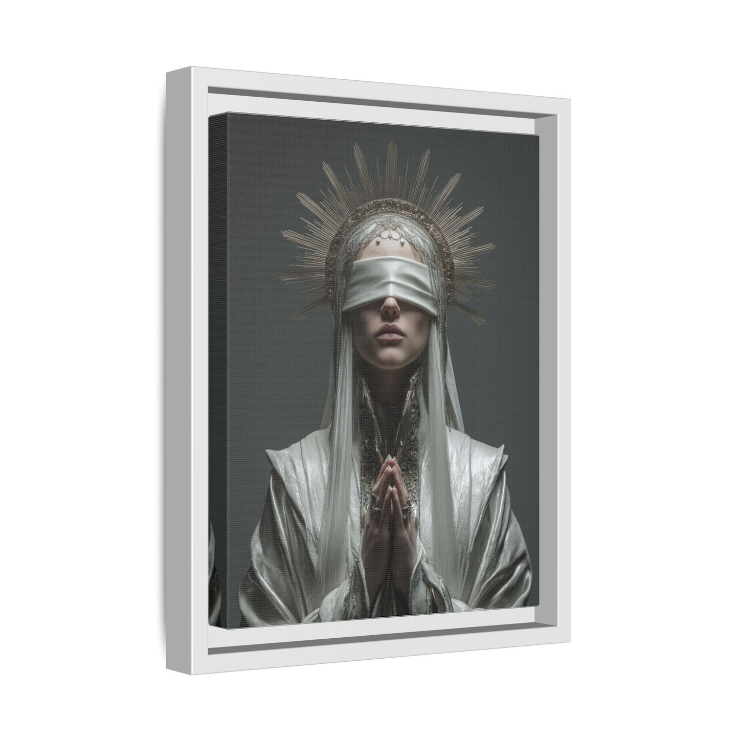 Ethereal Blindfolded Saint Art | Spiritual Home Decor