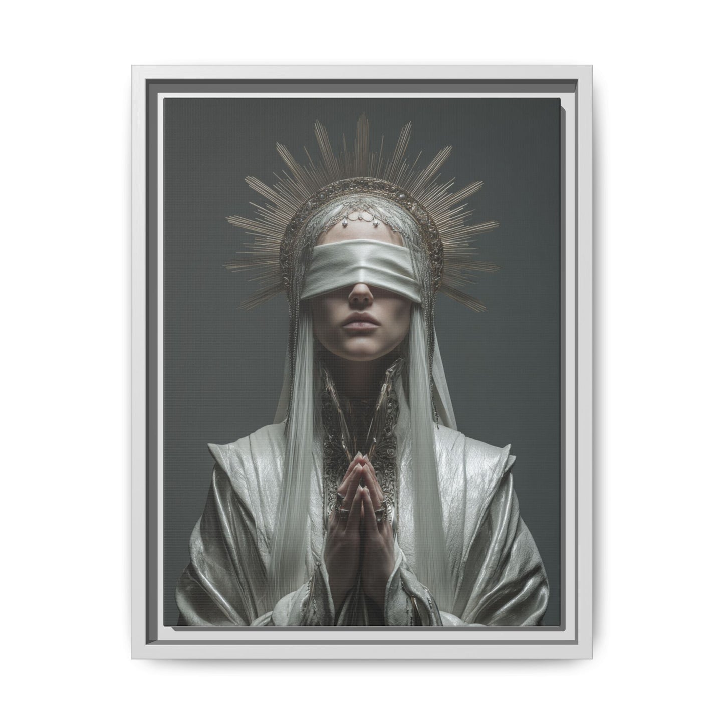 Ethereal Blindfolded Saint Art | Spiritual Home Decor