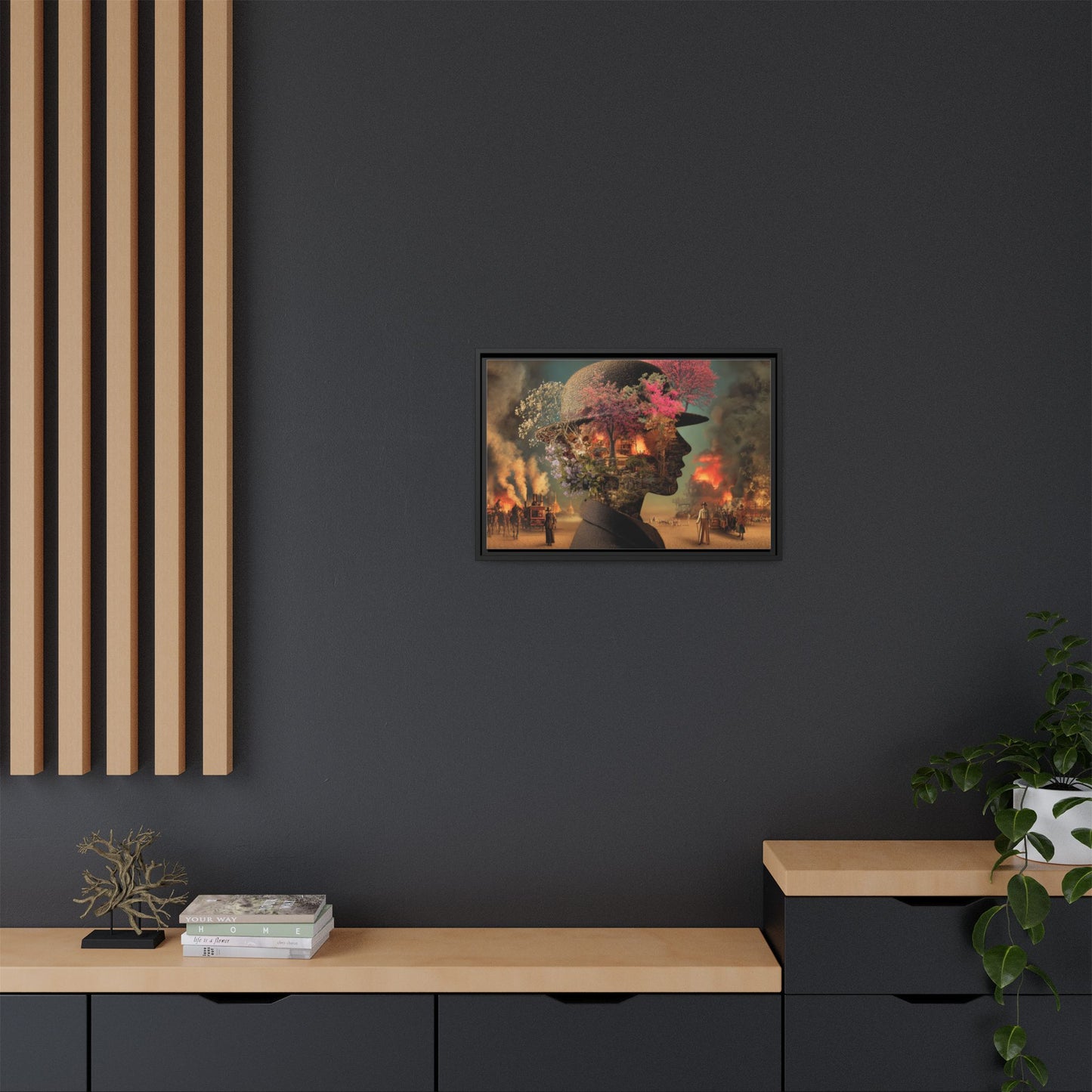 Whimsical Floral Silhouette Art Print | Living Room Décor