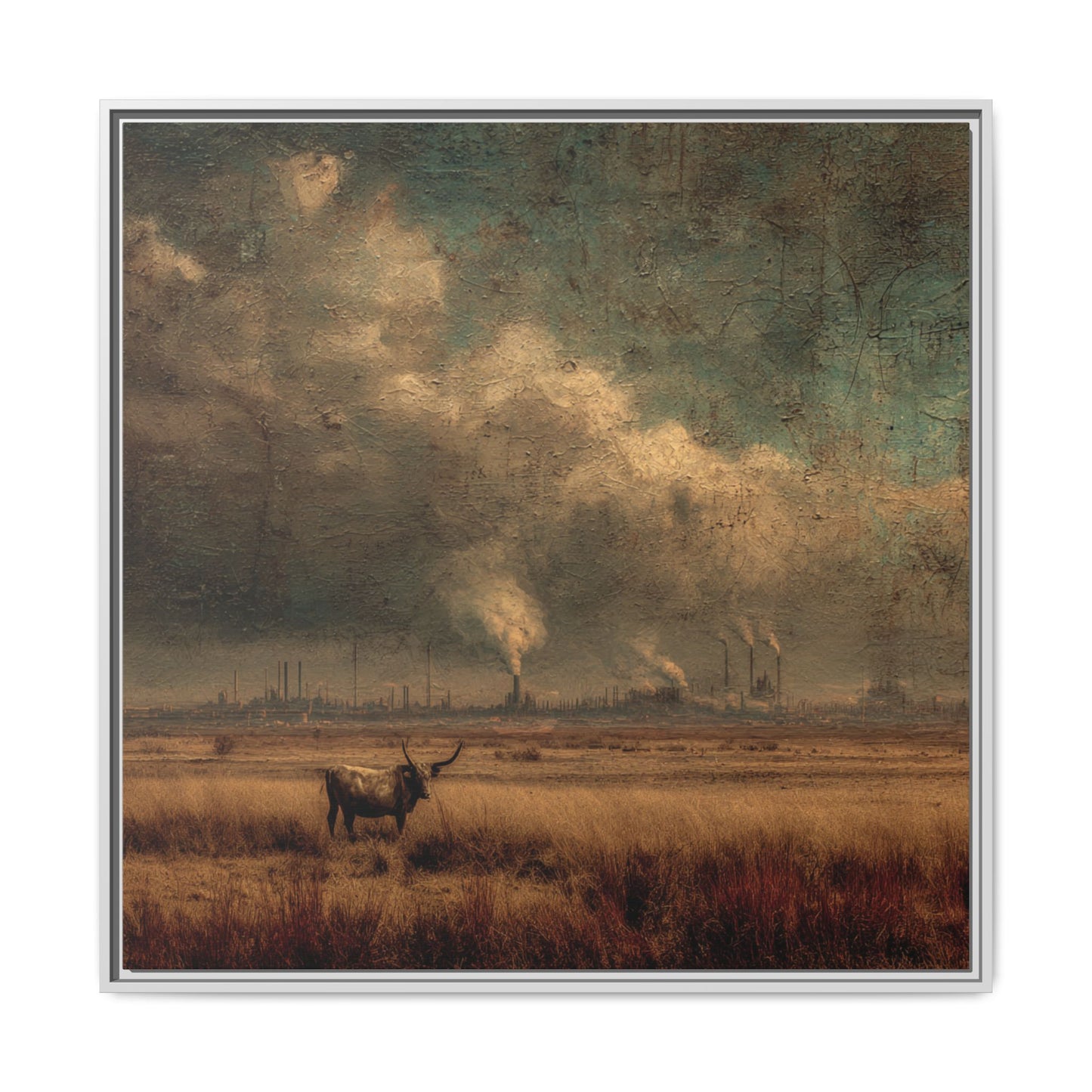 Cattle in Industrial Landscape | Vintage Style Art Print