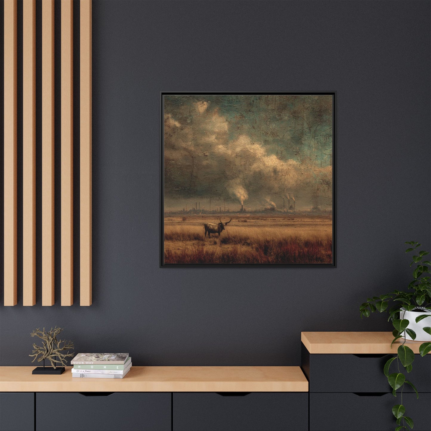 Cattle in Industrial Landscape | Vintage Style Art Print