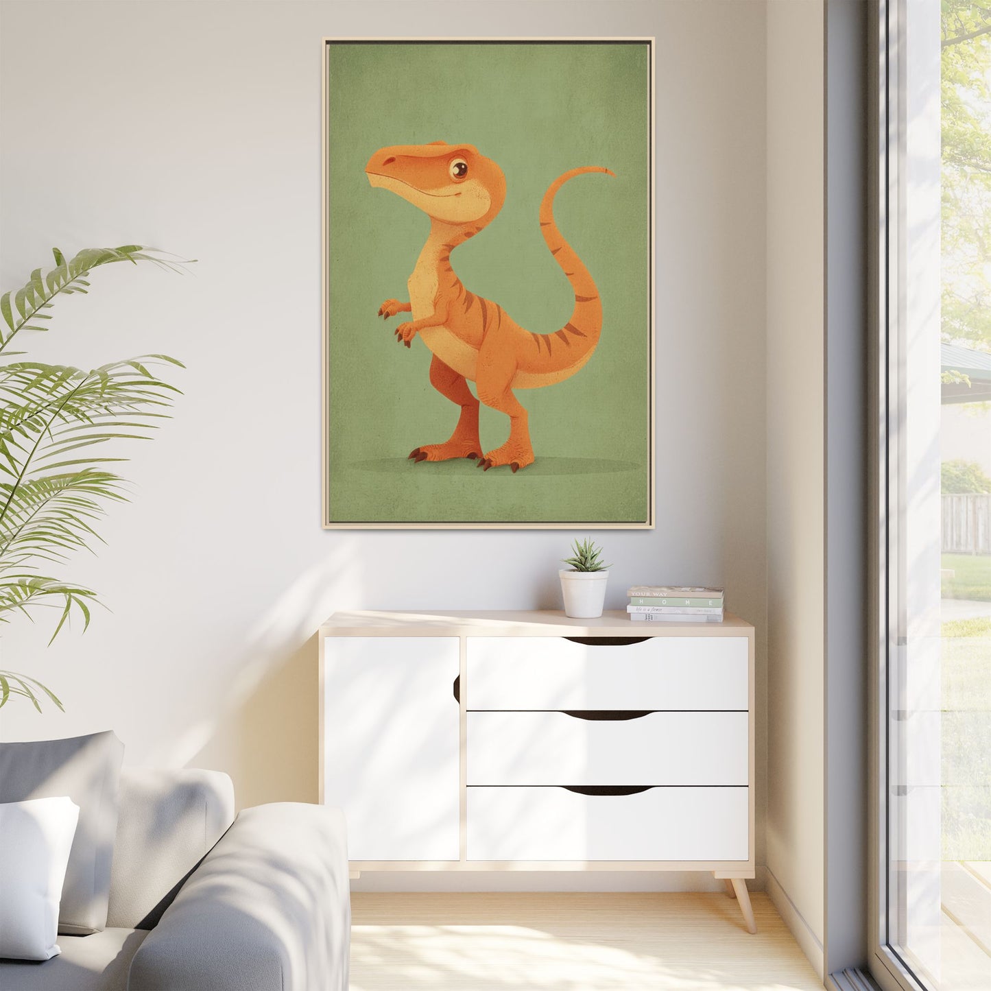 Whimsical Dinosaur Illustration Art for Kids' Rooms