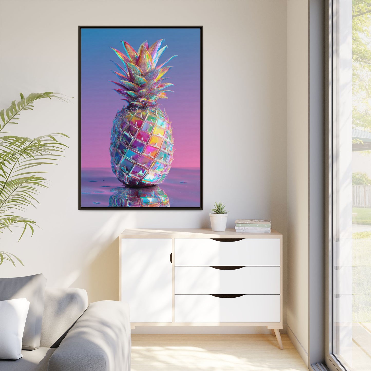 Colorful Pineapple Canvas Art | Abstract Tropical Design
