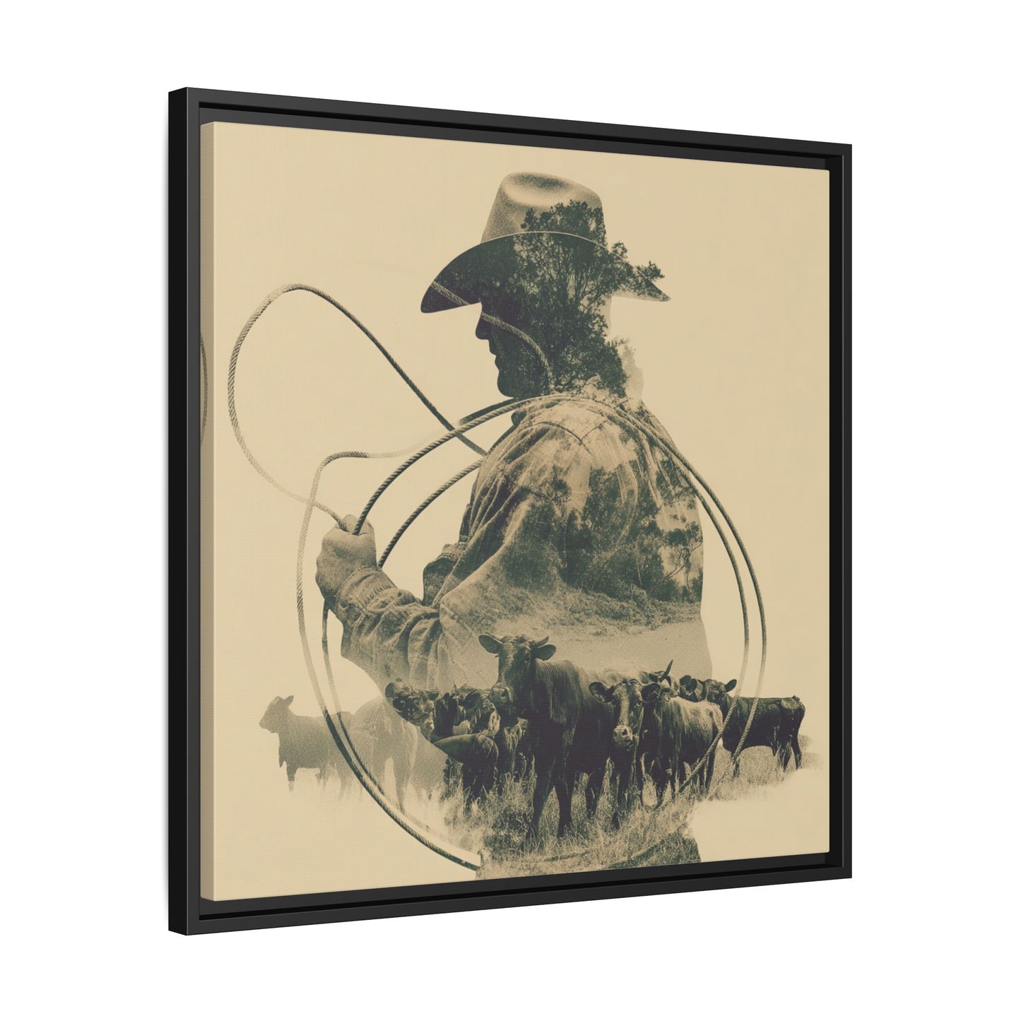 Lone Cowboy Silhouette Art - Vintage Western Charm