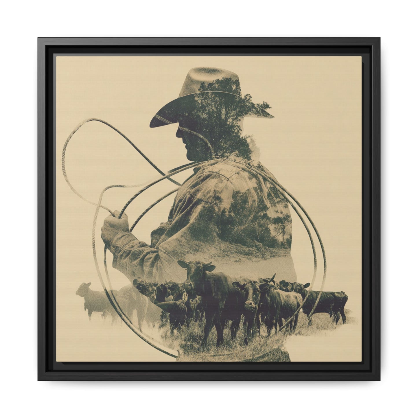 Lone Cowboy Silhouette Art - Vintage Western Charm