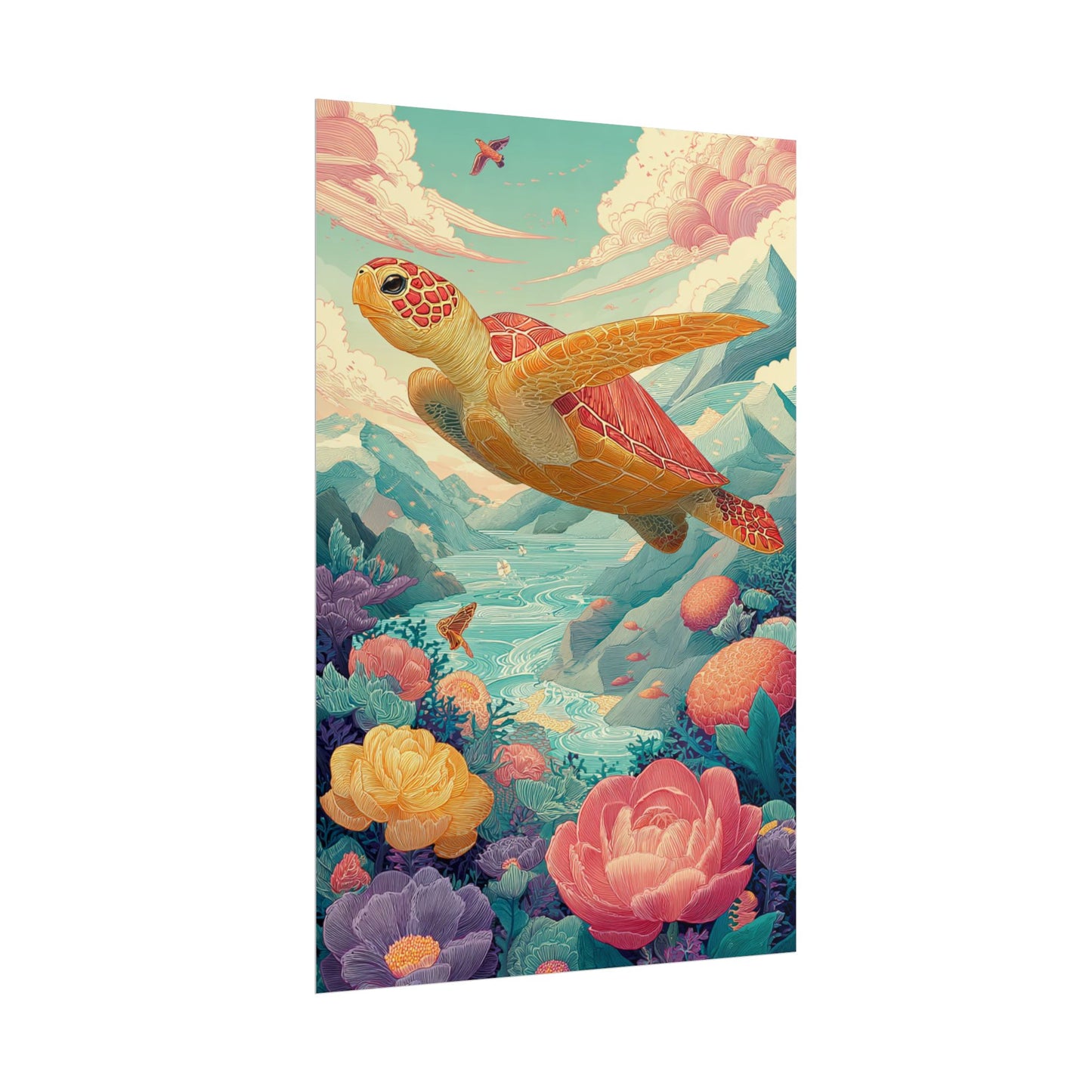 Vibrant Turtle Art | Whimsical Nature Illustration