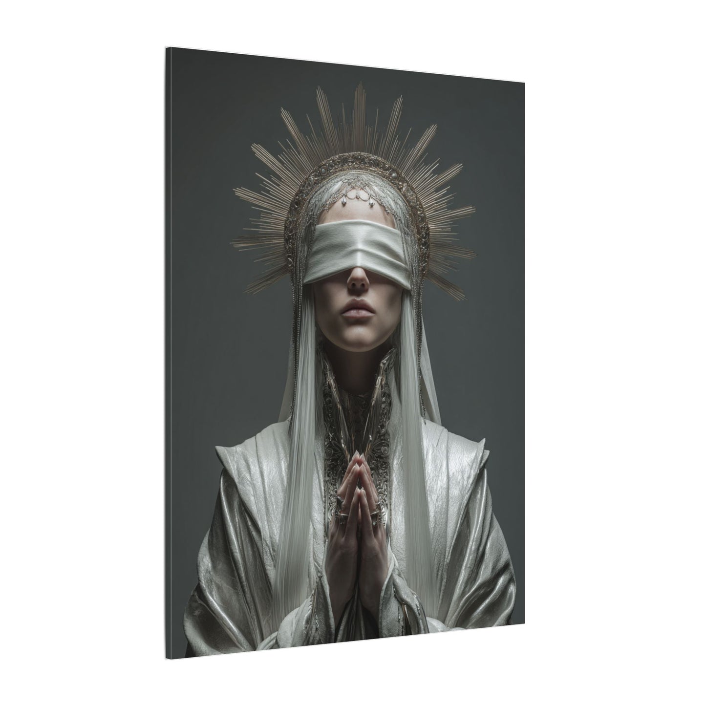 Ethereal Blindfolded Saint Art | Spiritual Home Decor