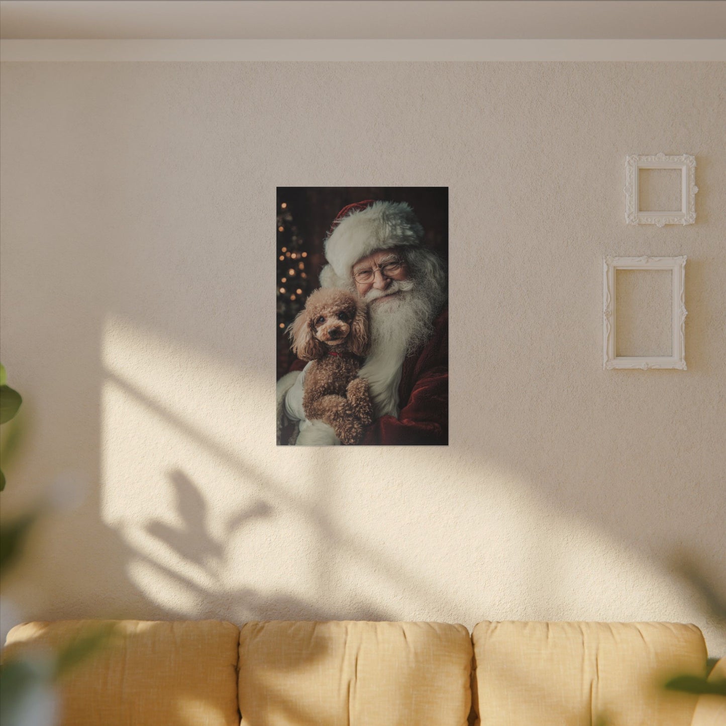 Heartwarming Santa and Poodle Artwork – Holiday Home Décor
