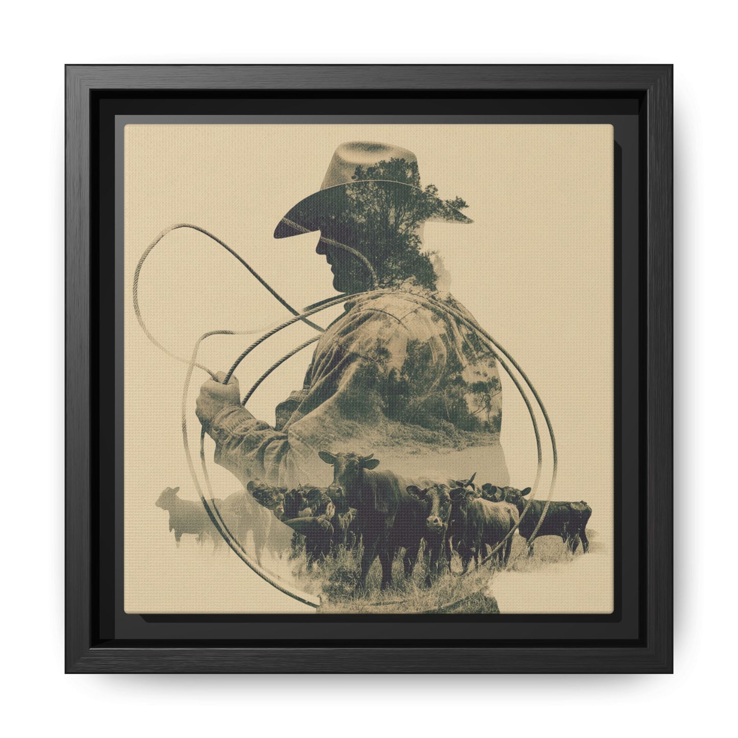 Lone Cowboy Silhouette Art - Vintage Western Charm