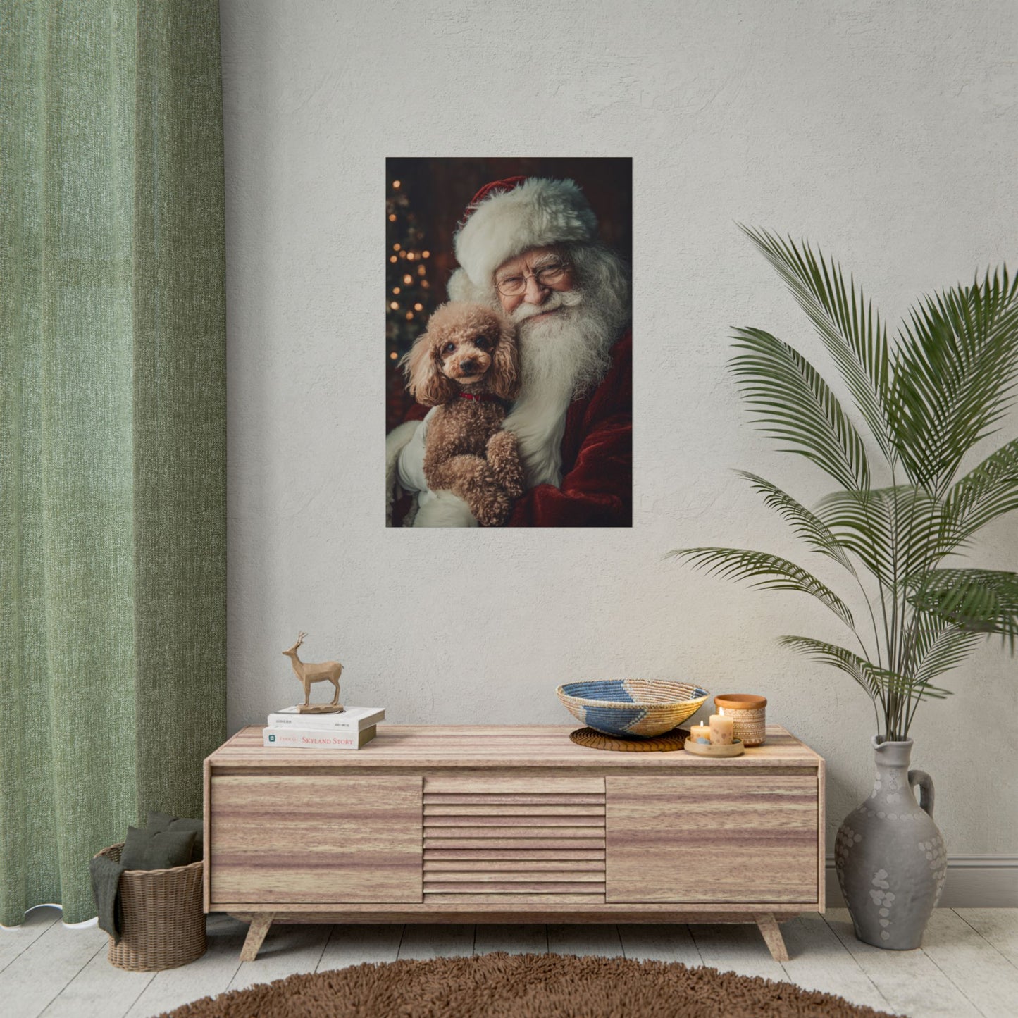 Heartwarming Santa and Poodle Artwork – Holiday Home Décor