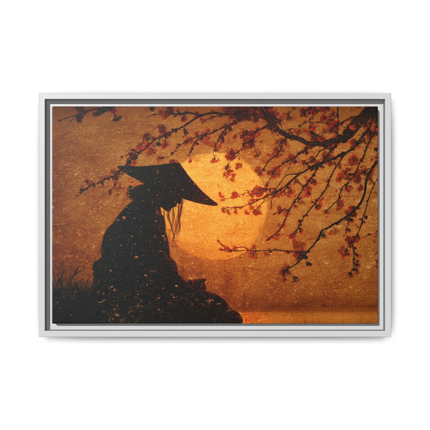 Serene Silhouette of Contemplation | Asian-Inspired Artwork