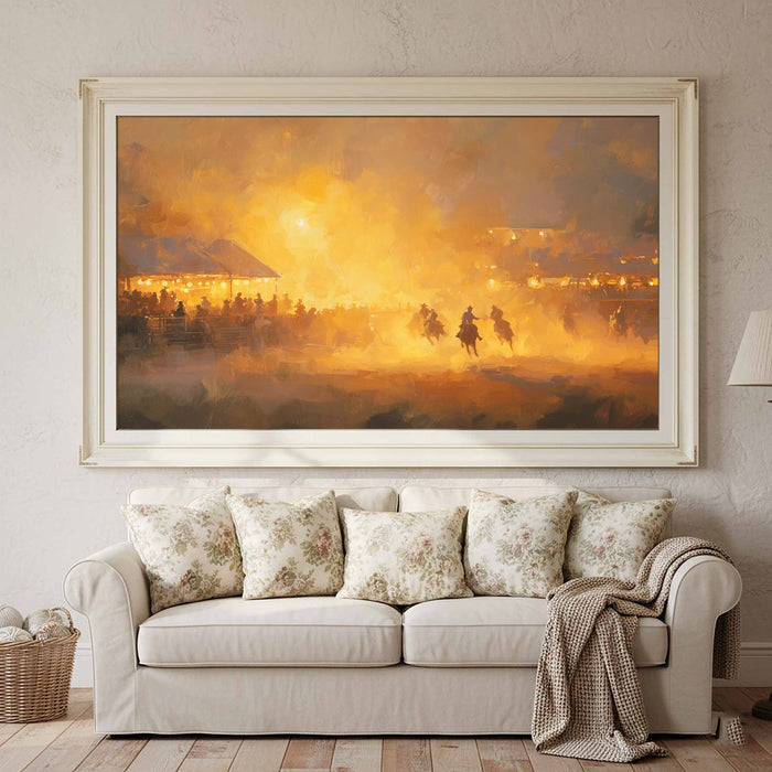 Western Rodeo Canvas Wall Art | Impressionist Cowboy Print