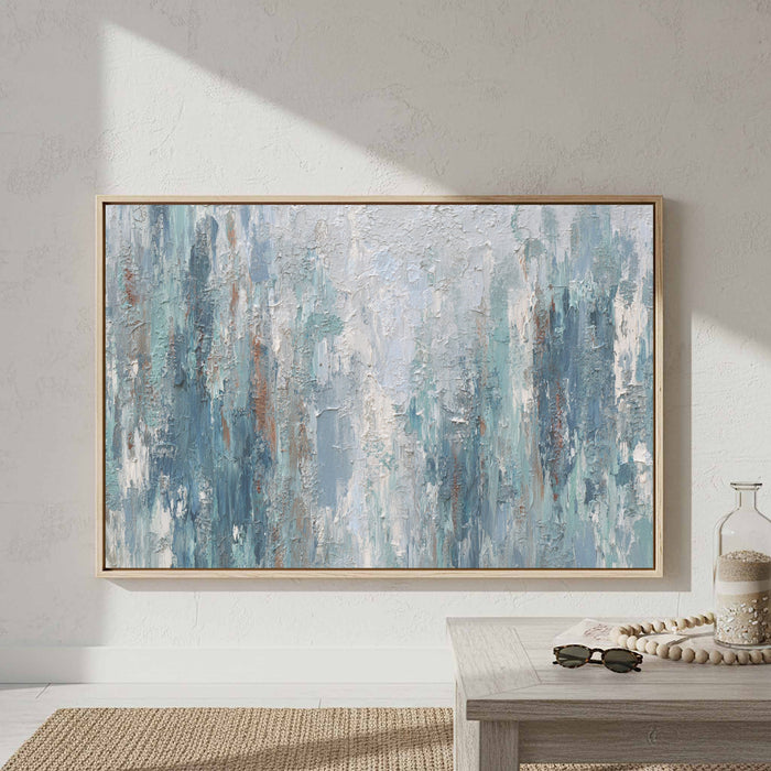 Abstract Forest Canvas Wall Art | Blue Gray Textured Print