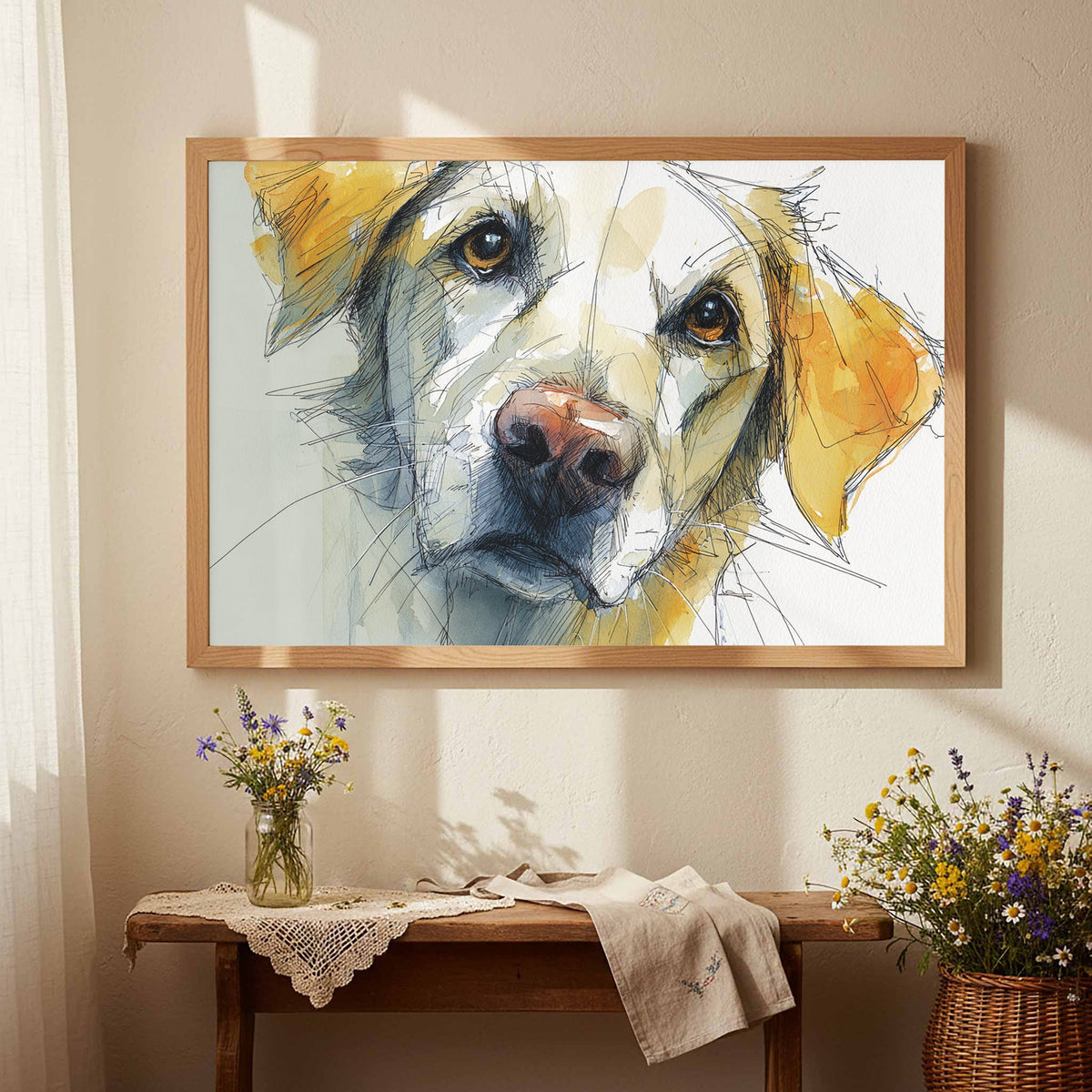 Golden Retriever Dog Art Print | Watercolor Canvas Wall Decor