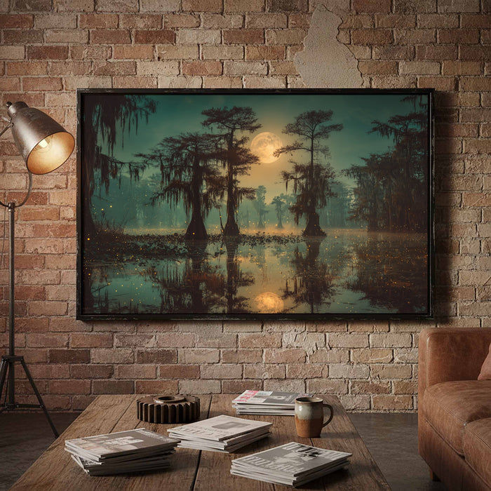Gothic Swamp Canvas Wall Art | Spooky Cypress Tree Print