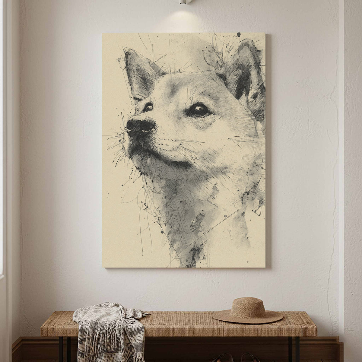 New Arrivals — shiba inu dog portrait canvas wall art watercolor style print