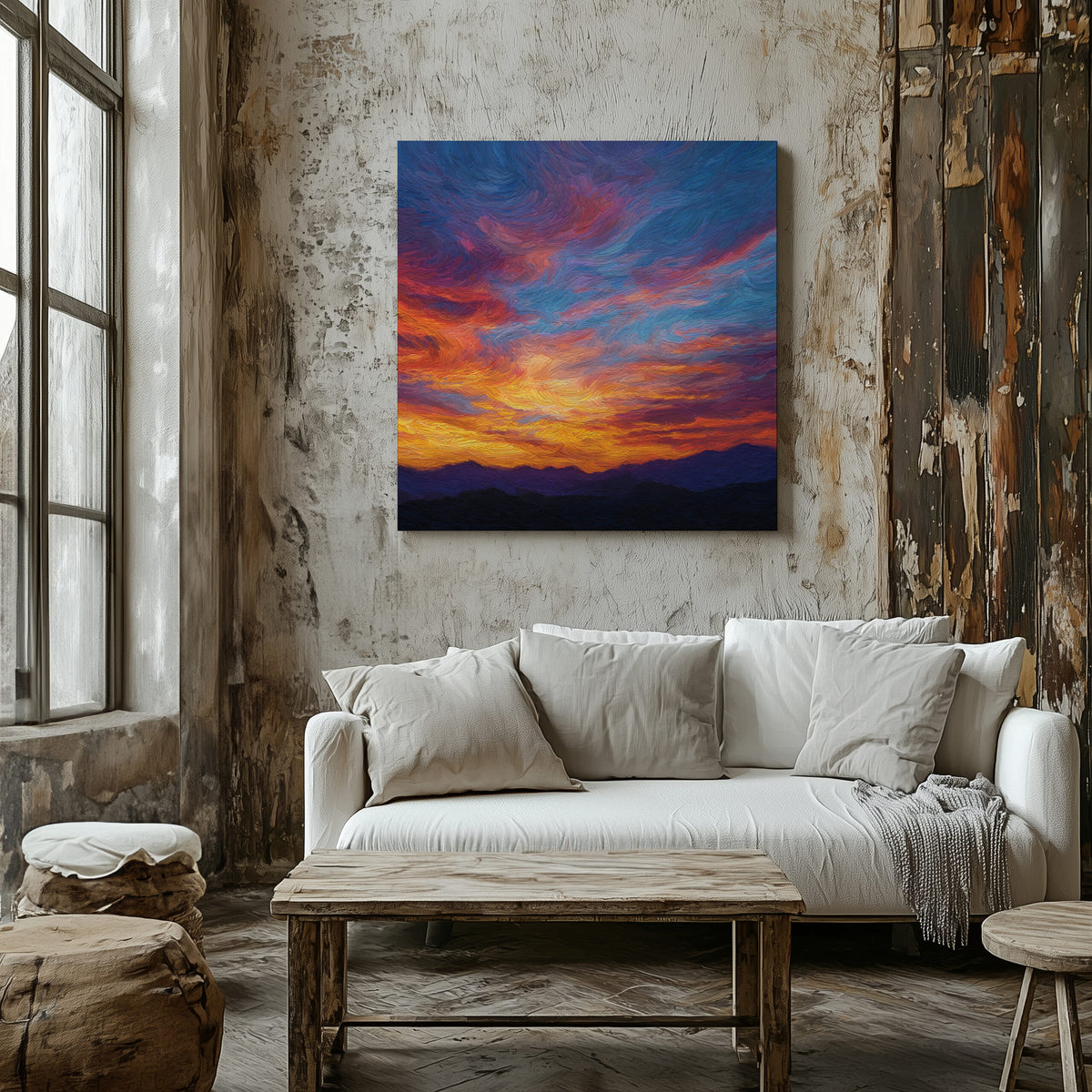 Sunset Sky Canvas Wall Art – styled room view 5
