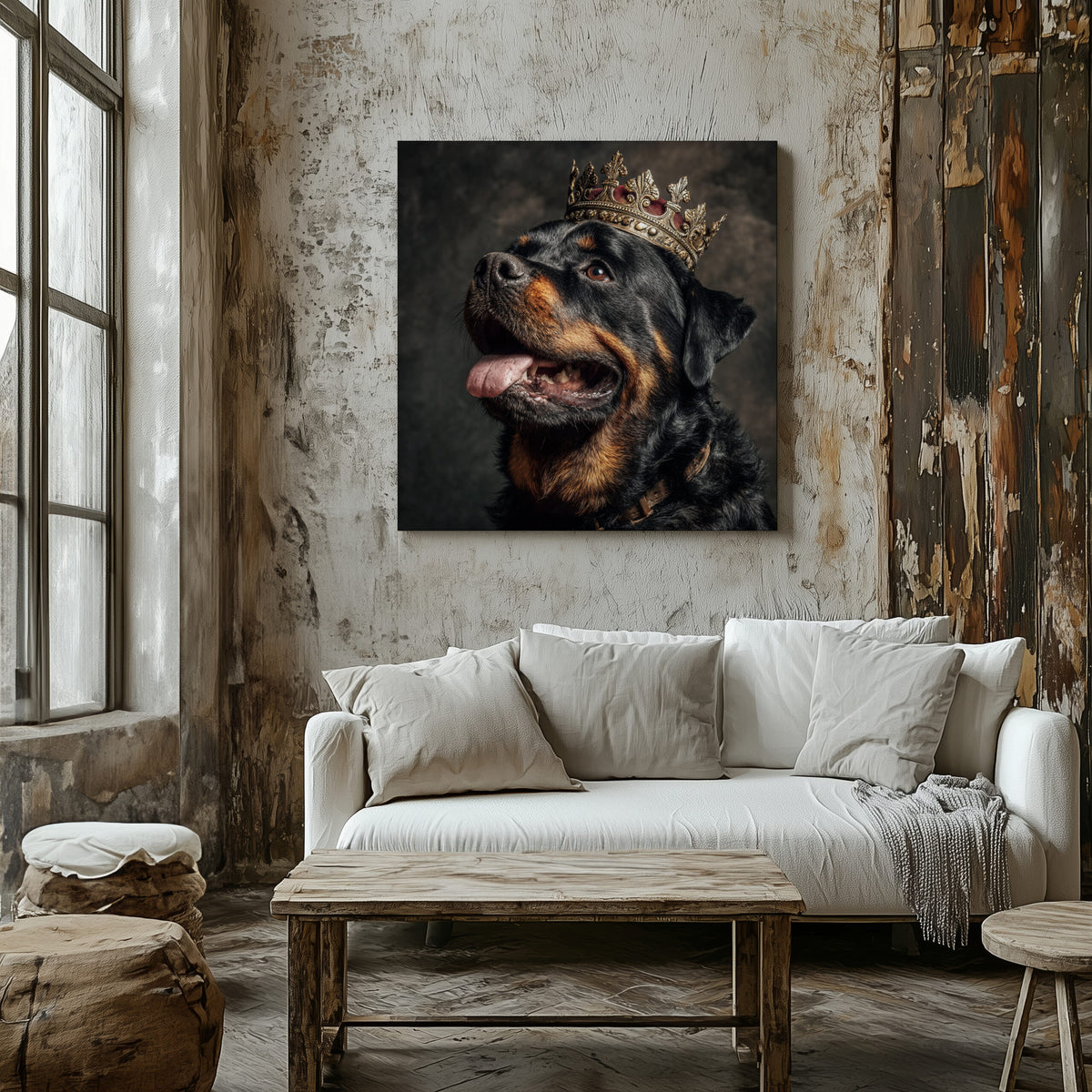 Rottweiler King Canvas Print – styled room view 6