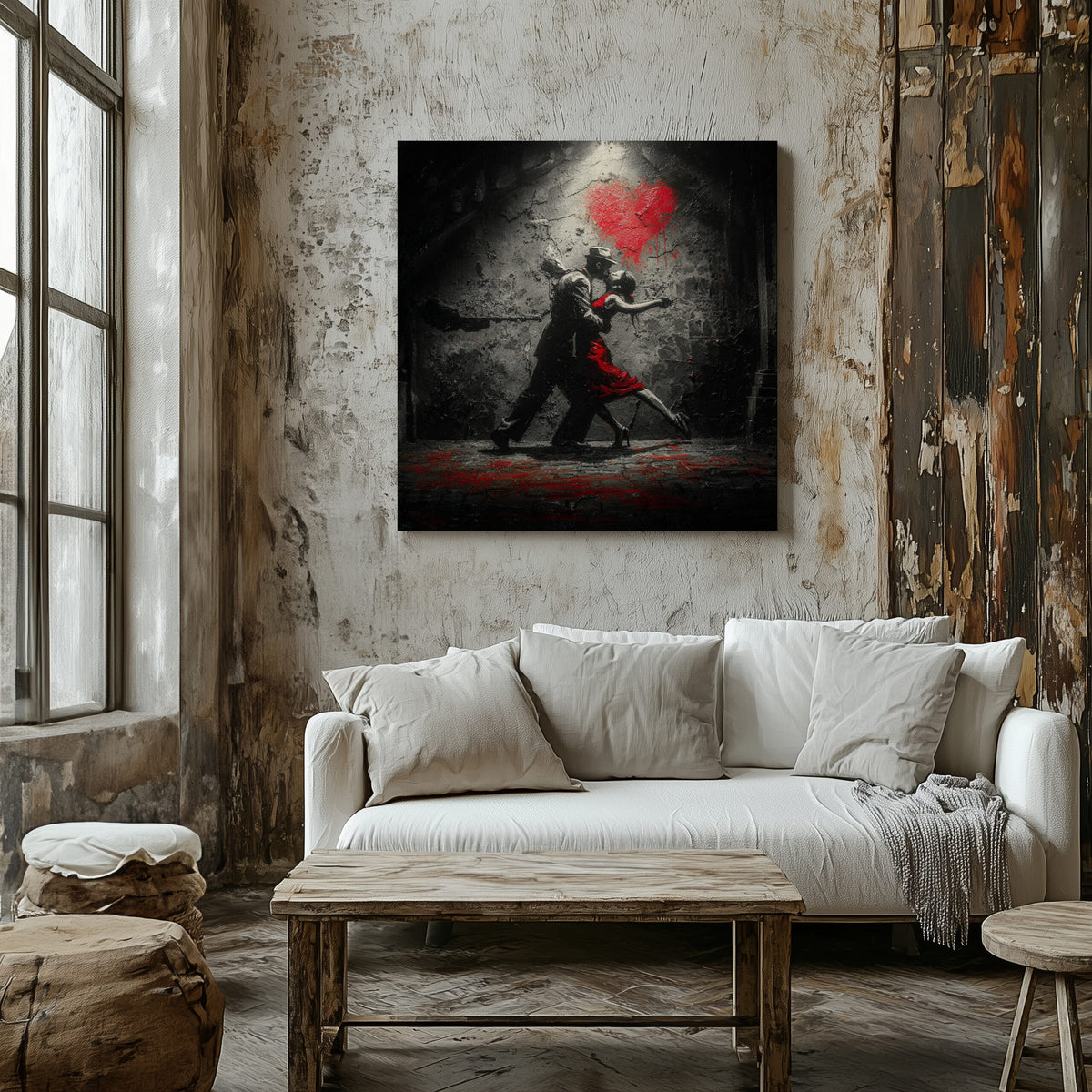 Passionate Tango Canvas Wall Art – styled room view 7