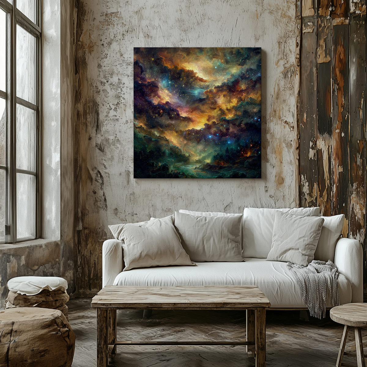 Cosmic Nebula Canvas Wall Art – styled room view 6