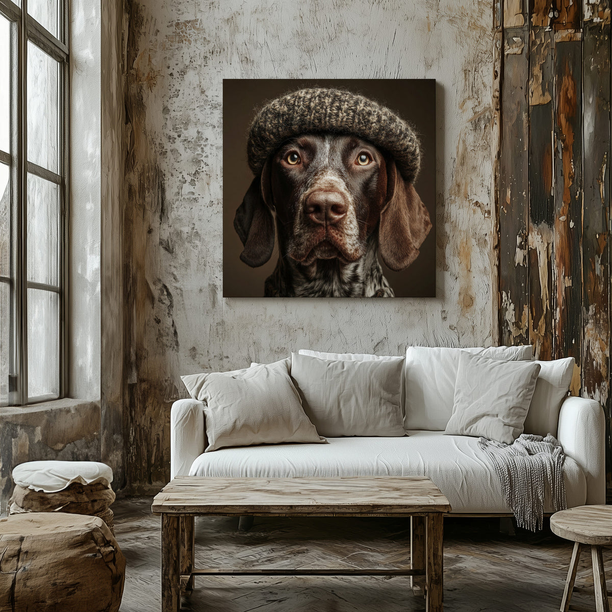 German Shorthaired Pointer Canvas Art – styled room view 6
