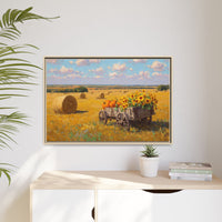 Sunflower Harvest Wagon Decor | Rustic Farm Art for Home