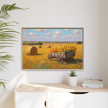 Sunflower Harvest Wagon Decor | Rustic Farm Art for Home