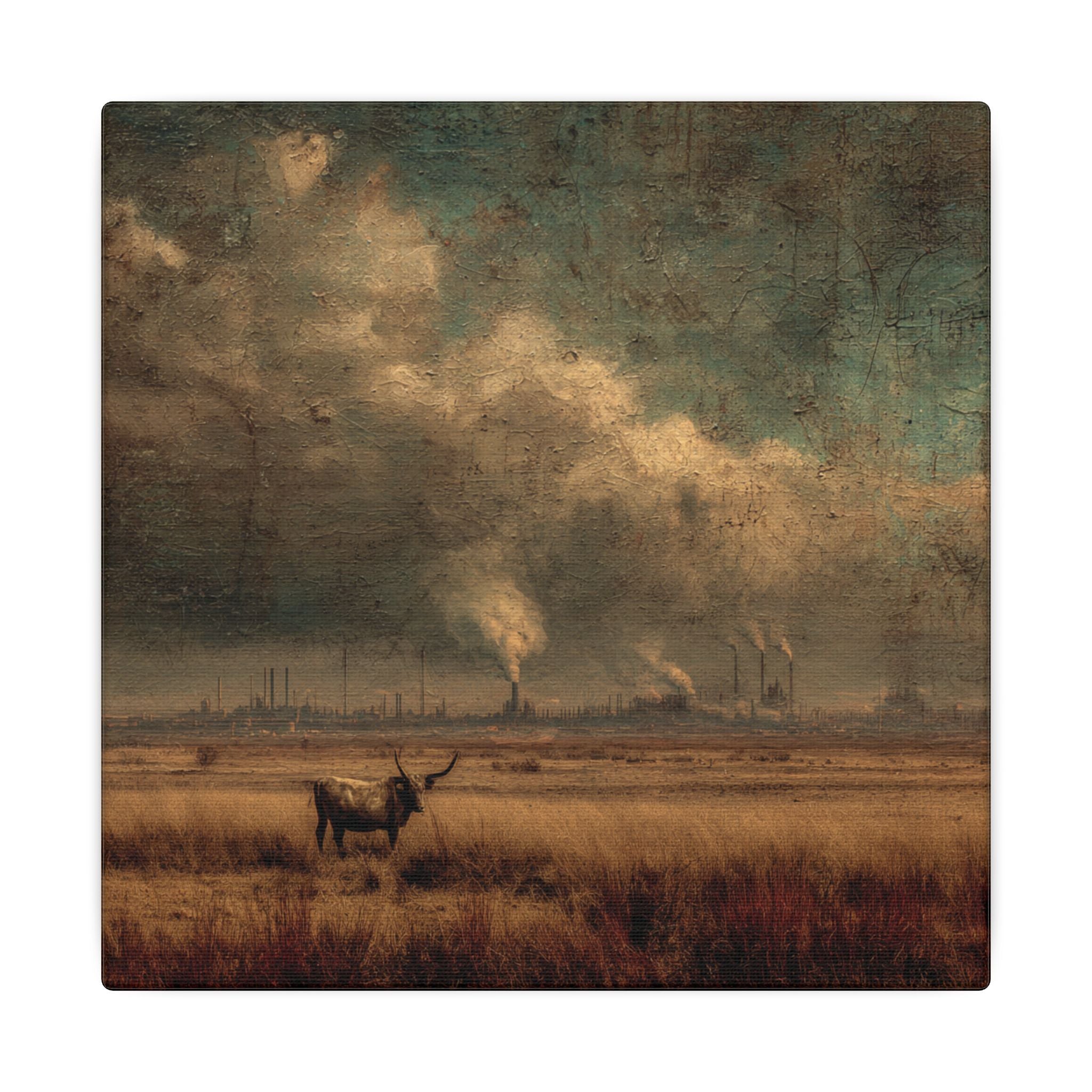 Cattle in Industrial Landscape | Vintage Style Art Print