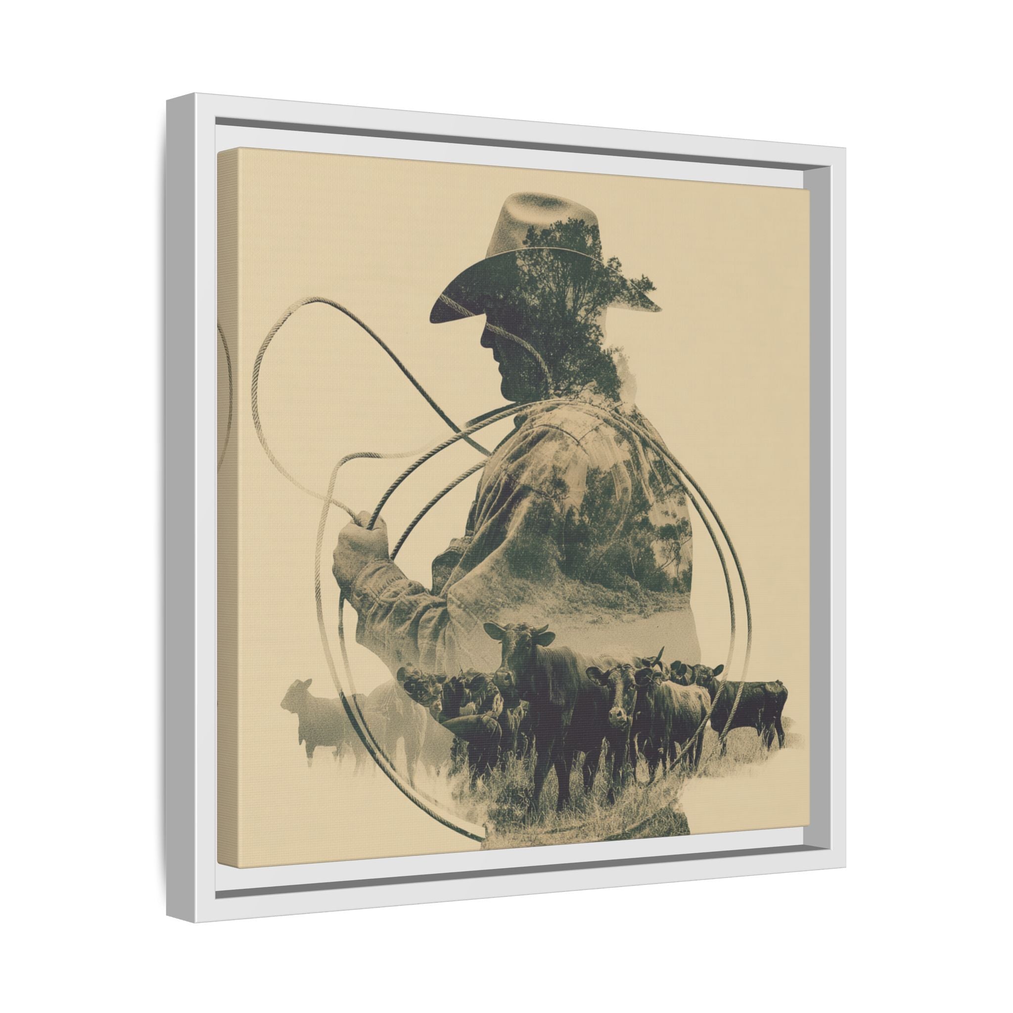 Lone Cowboy Silhouette Art - Vintage Western Charm