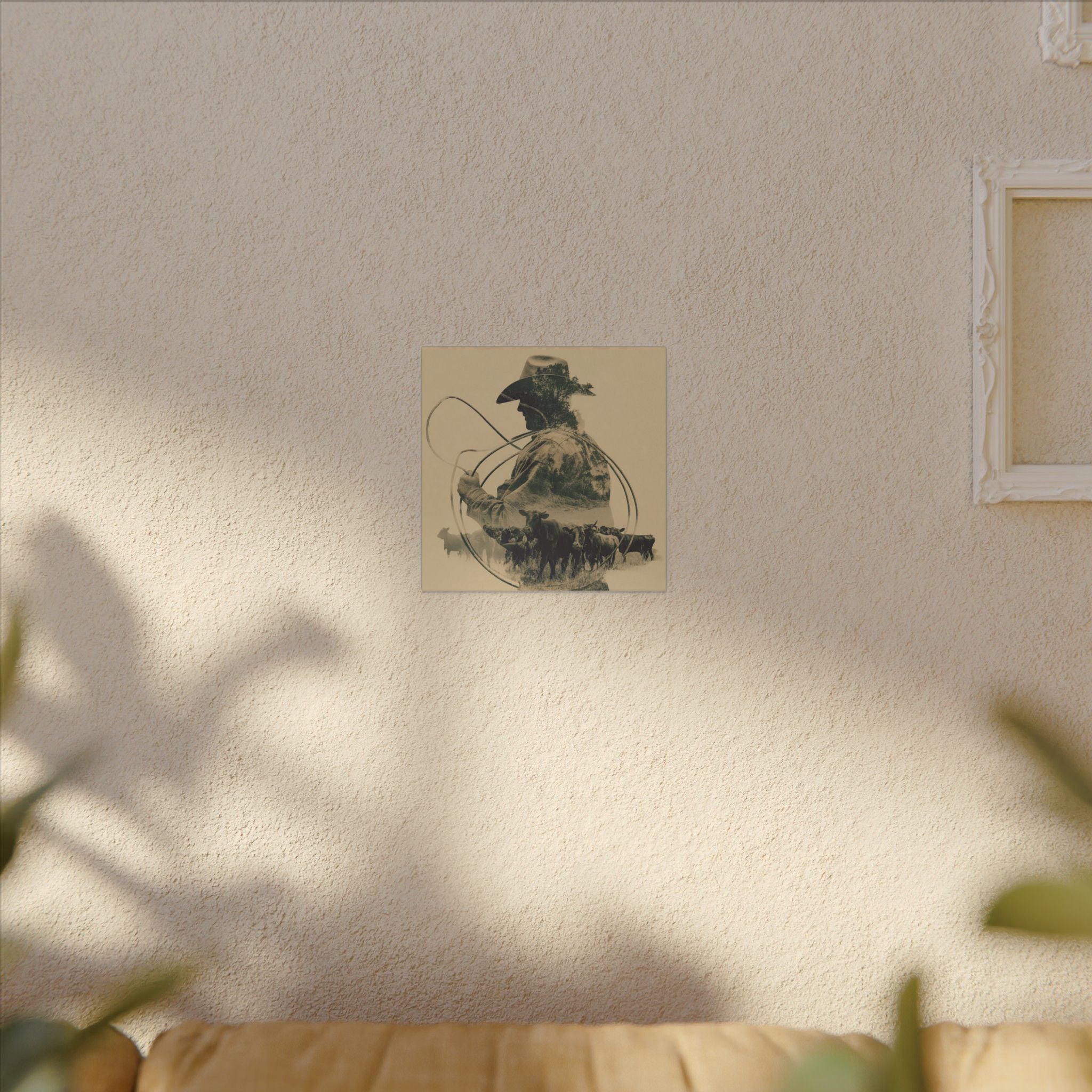 Lone Cowboy Silhouette Art - Vintage Western Charm