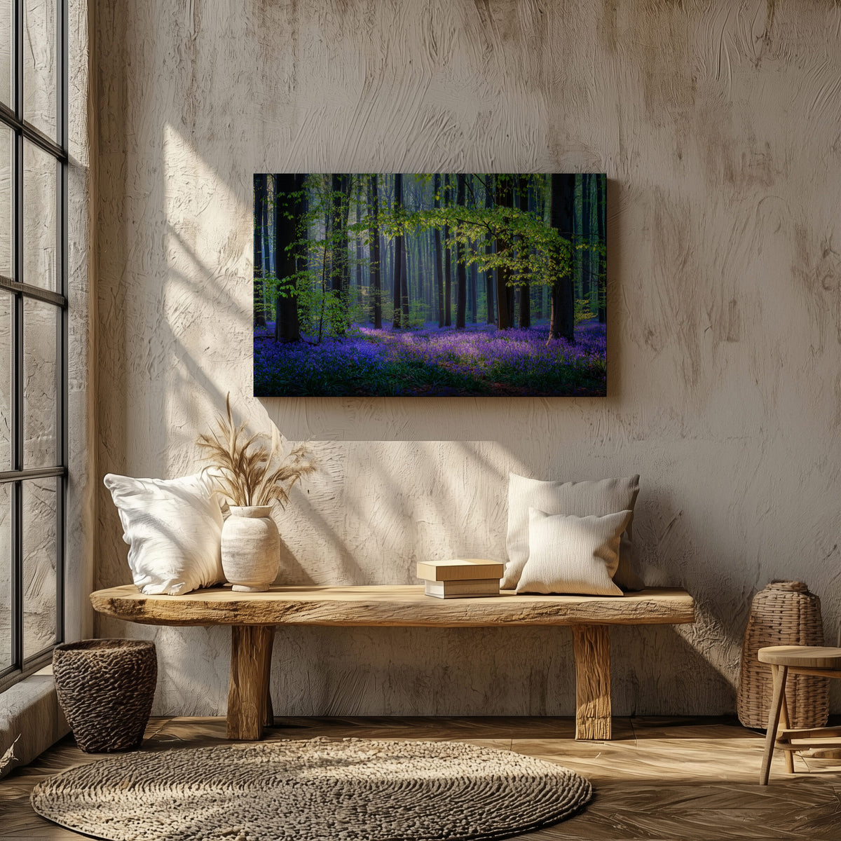 Spring Woodland Canvas Wall Art – styled room view 6