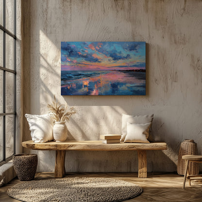 Cape Cod Beach Canvas Art – styled room view 6