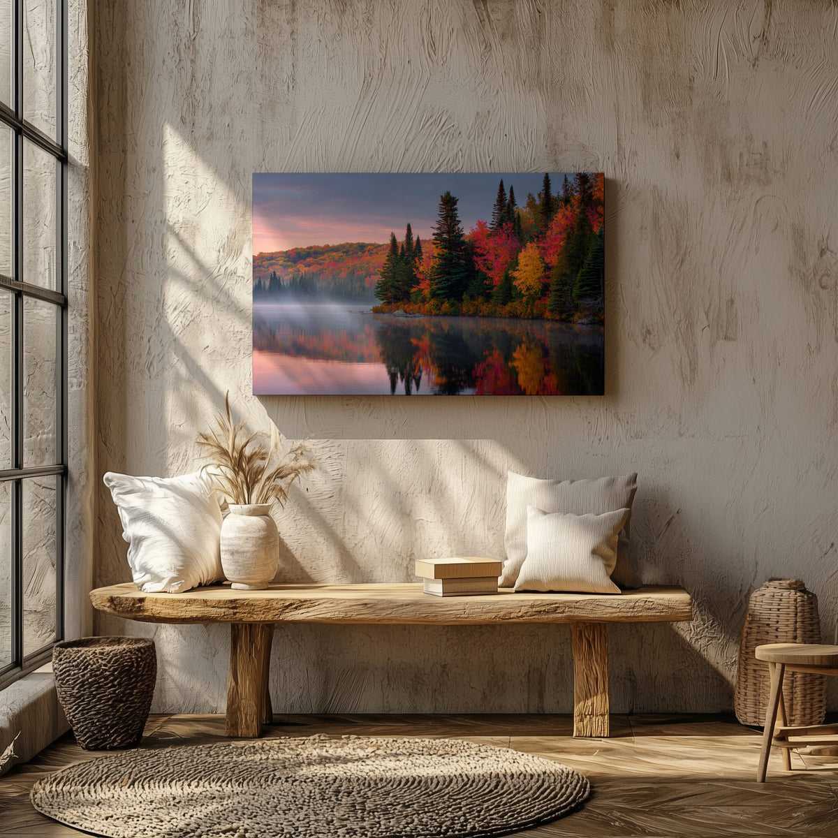 Autumn Lake Canvas Print – styled room view 6